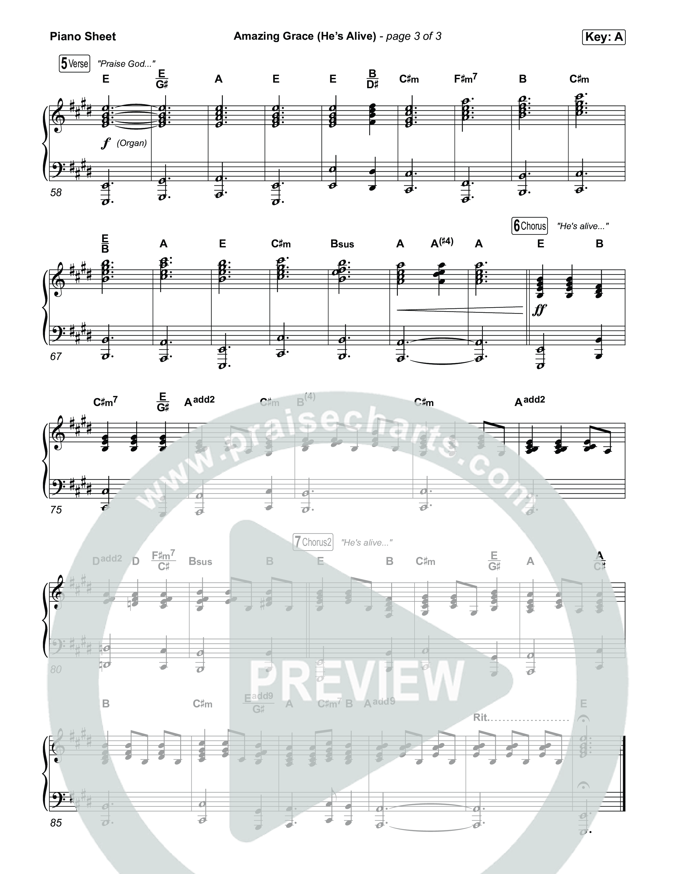 Amazing Grace (He's Alive) Piano Sheet (Tommee Profitt / Stanaj)