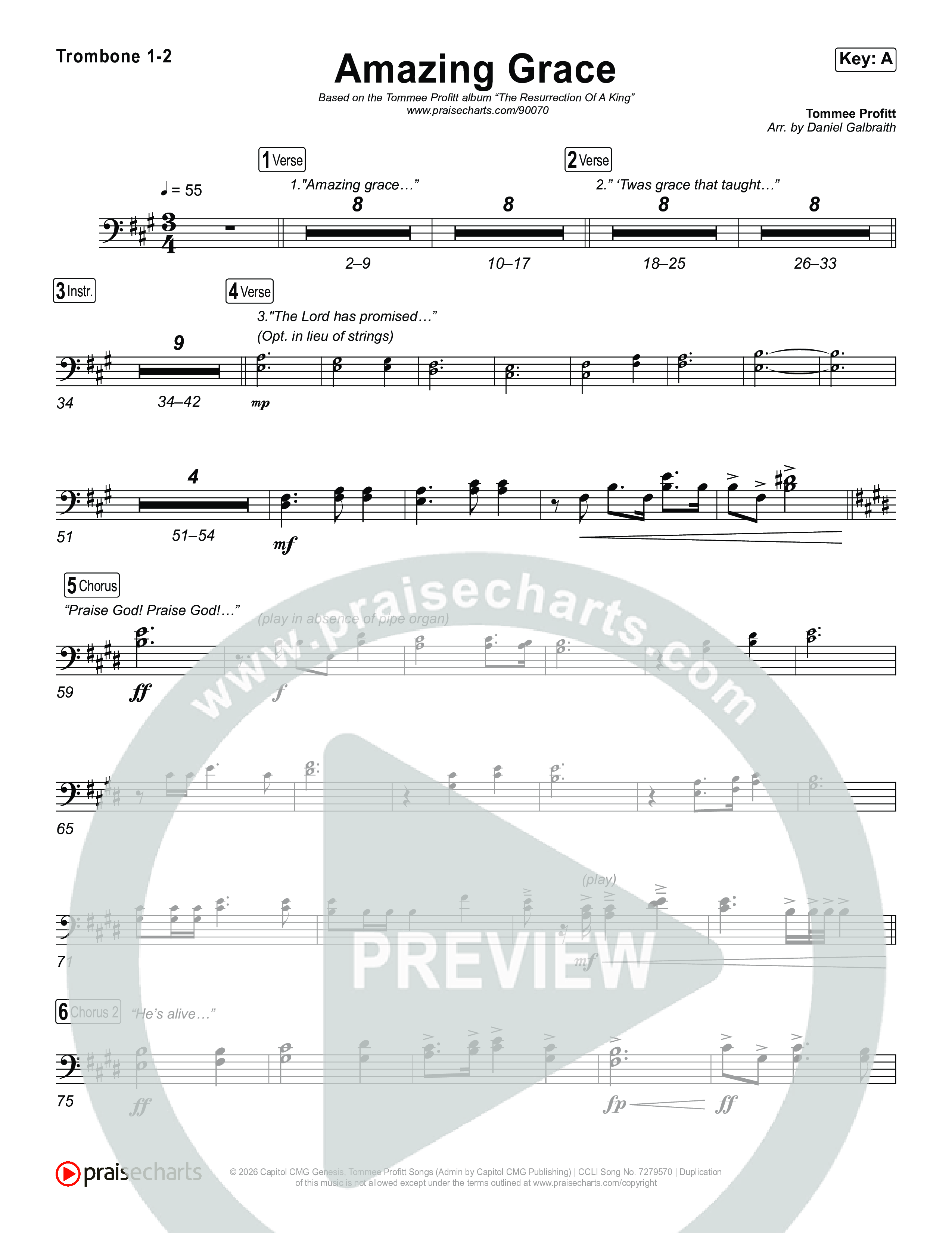 Amazing Grace (He's Alive) Trombone 1/2 (Tommee Profitt / Stanaj)