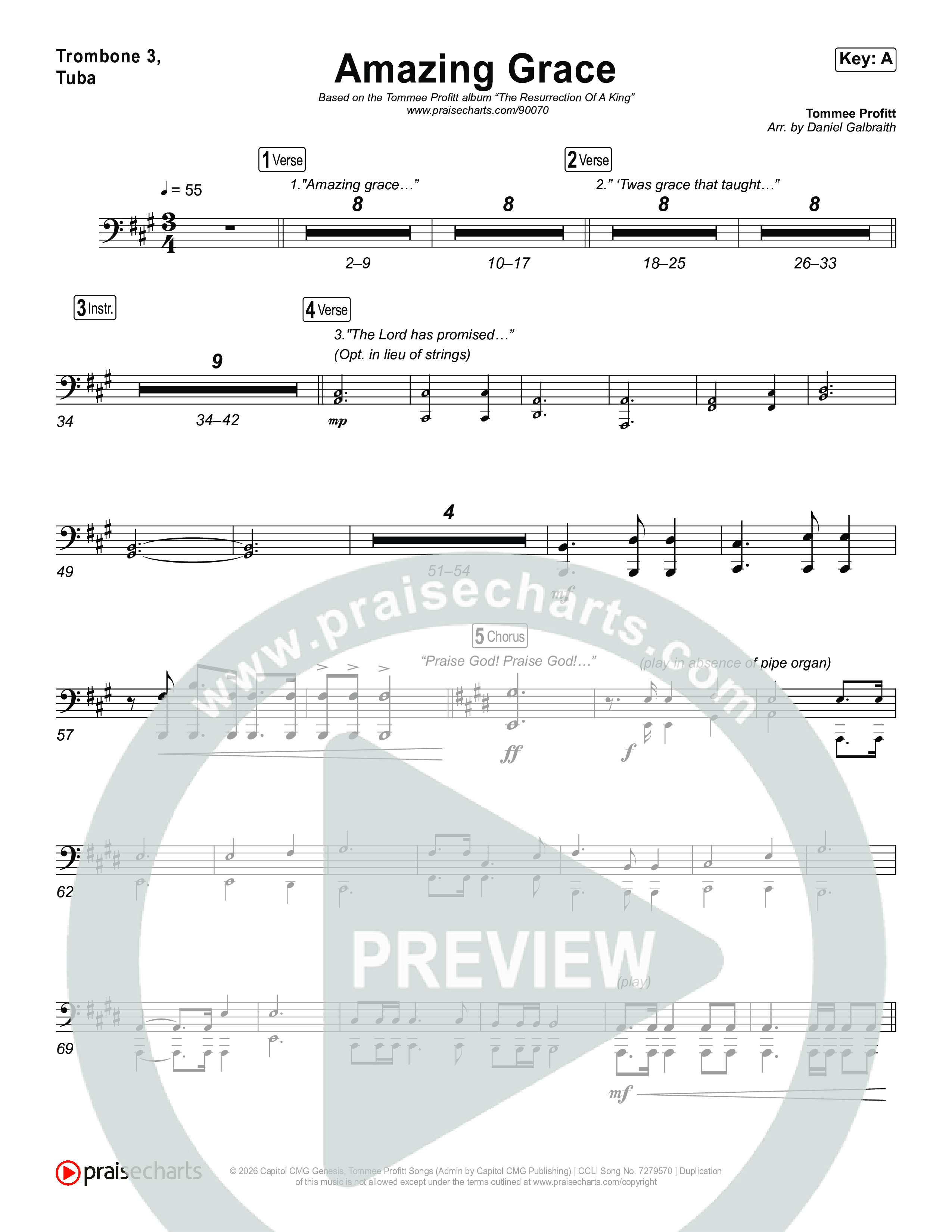 Amazing Grace (He's Alive) Trombone 3/Tuba (Tommee Profitt / Stanaj)
