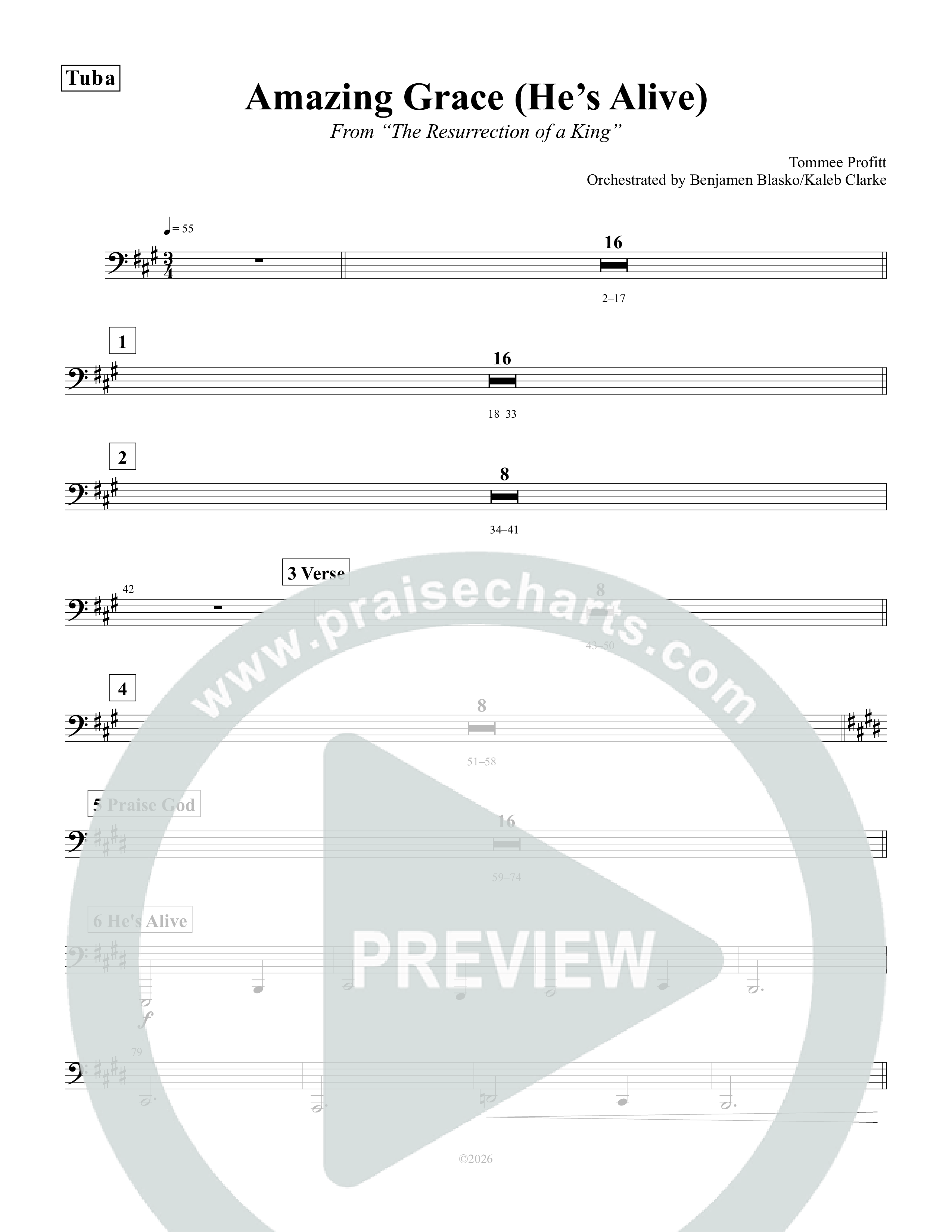 Amazing Grace (He's Alive) Tuba (Tommee Profitt / Stanaj)