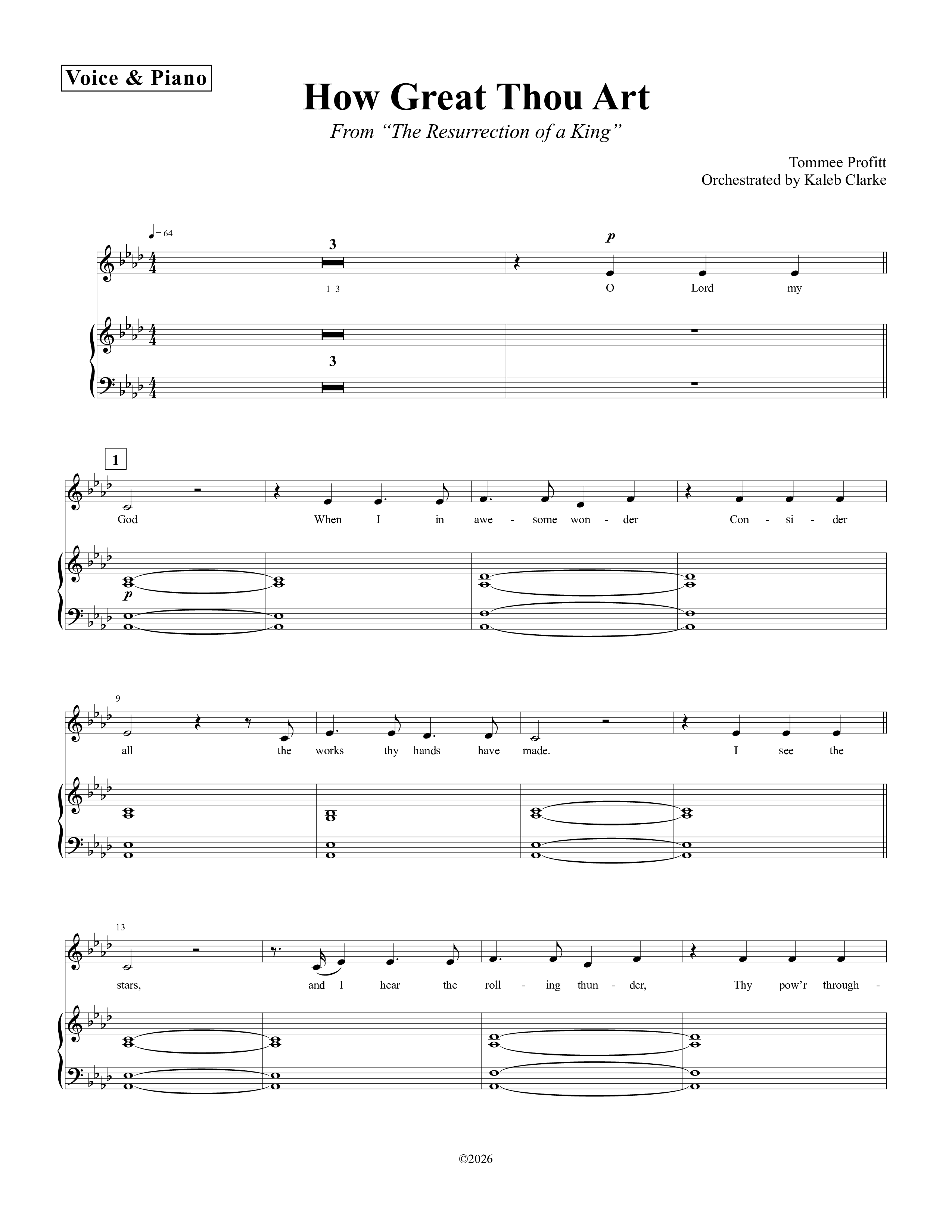 How Great Thou Art Piano/Melody (Tommee Profitt / Aubree Archibeck)