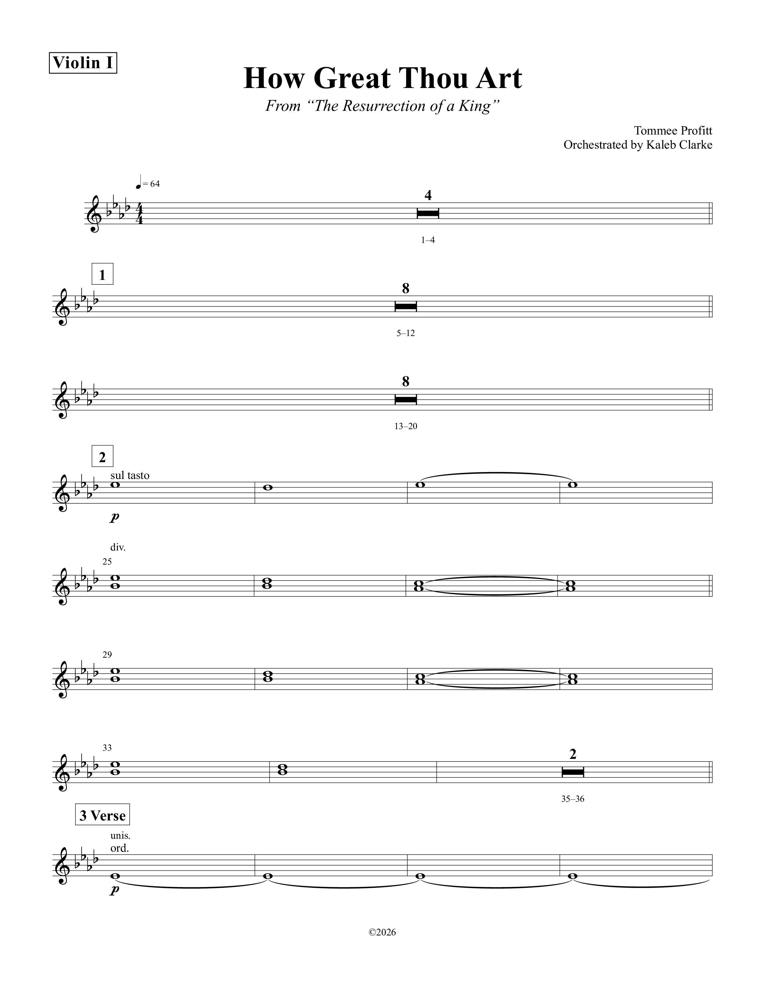 How Great Thou Art Violin 1 (Tommee Profitt / Aubree Archibeck)