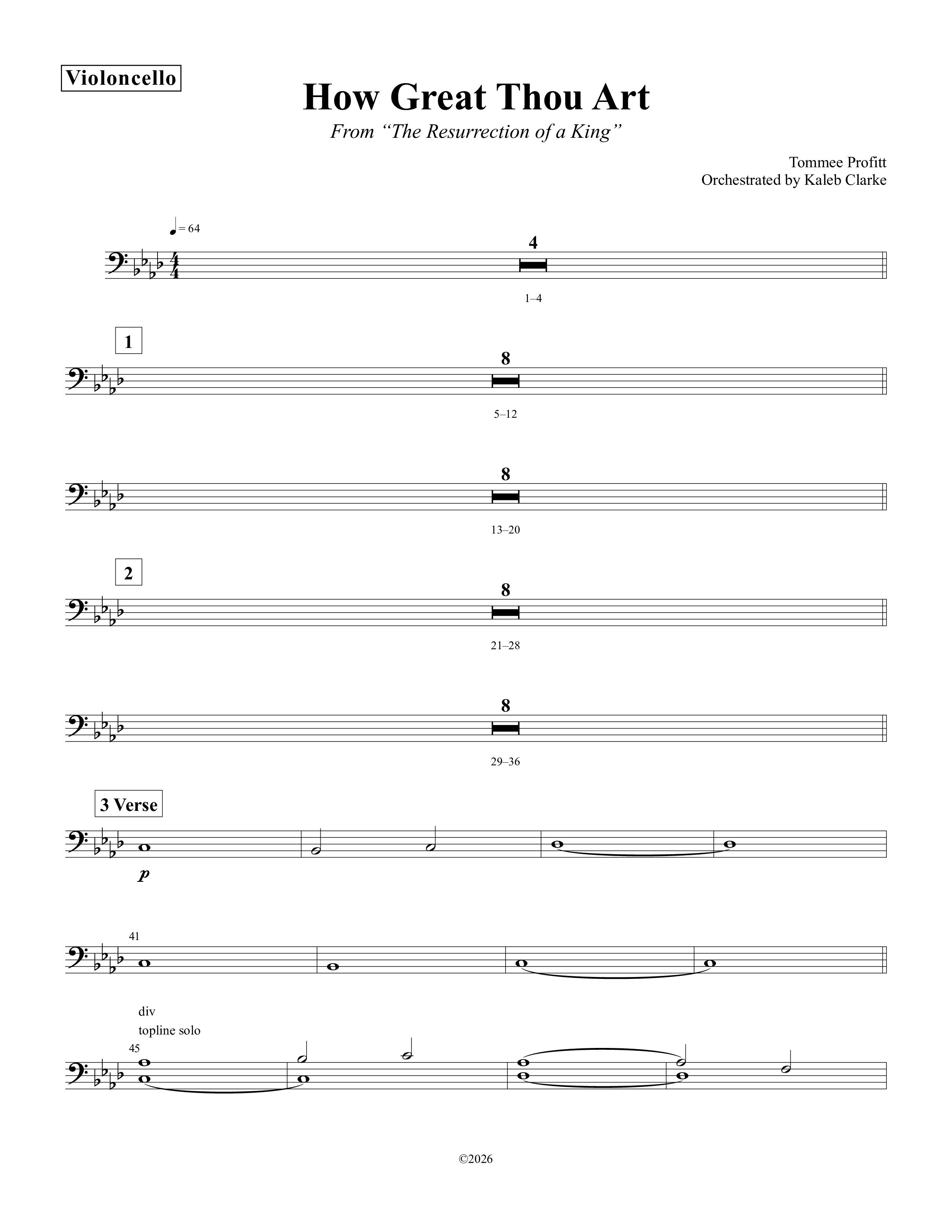 How Great Thou Art Violincello (Tommee Profitt / Aubree Archibeck)