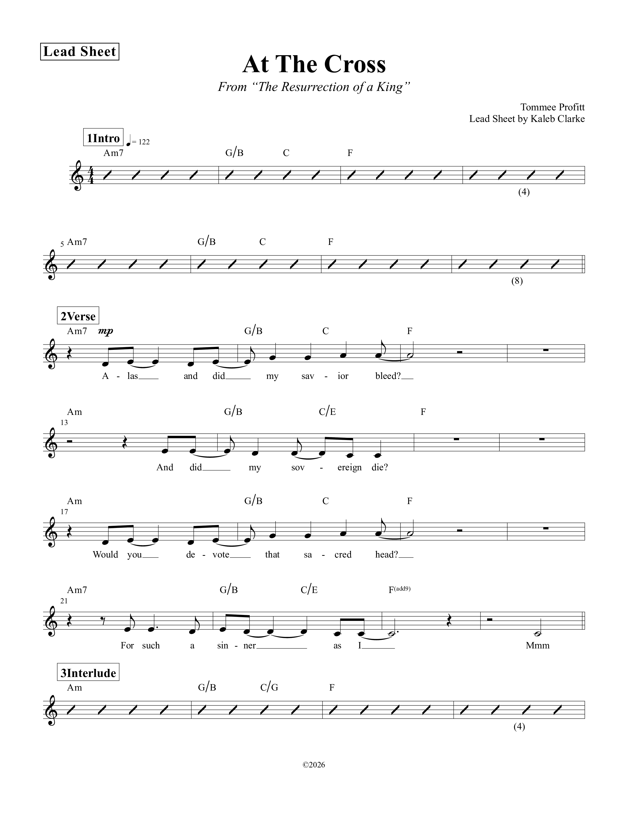 At The Cross Lead Sheet Melody (Tommee Profitt / Abe Parker)