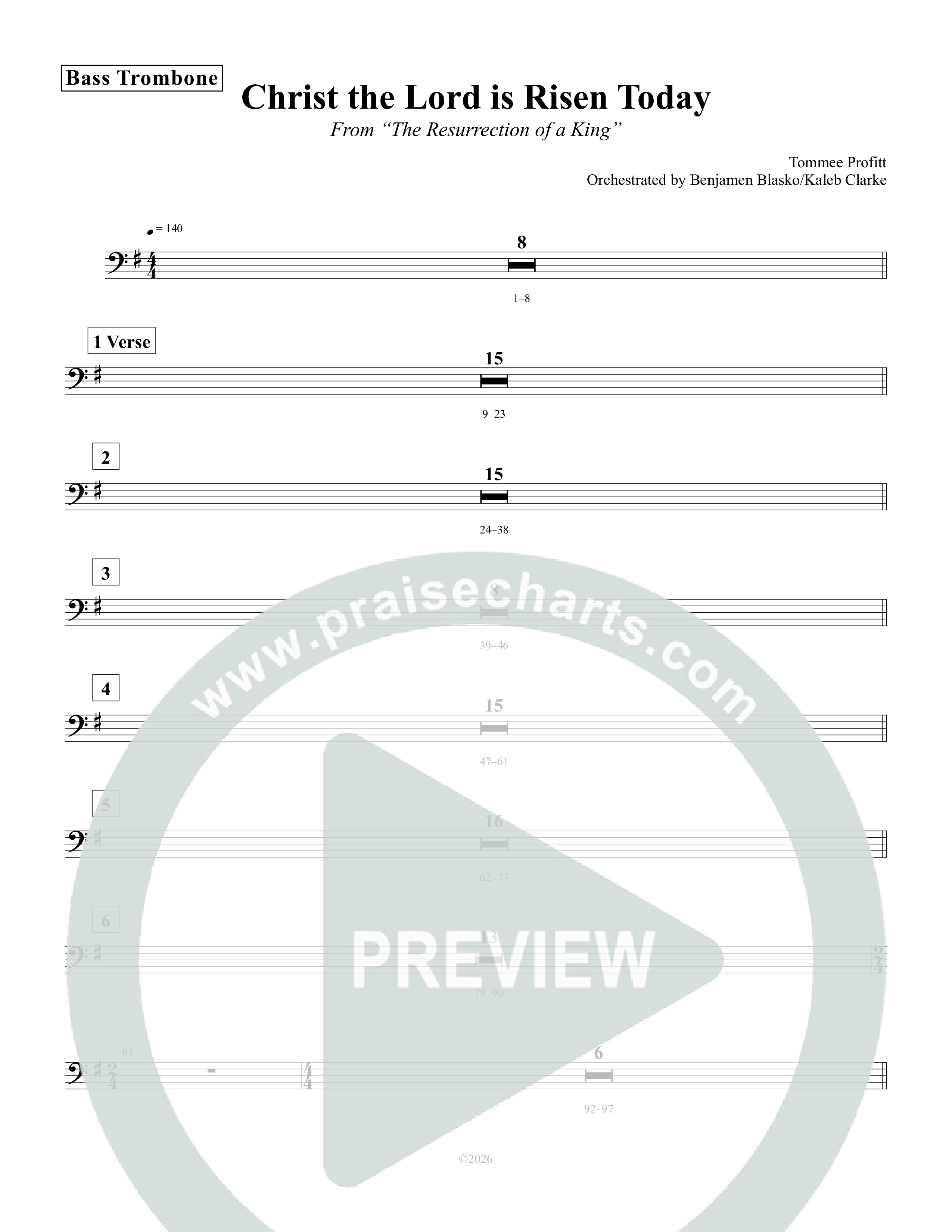 Christ The Lord Is Risen Today Bass Trombone (Tommee Profitt)