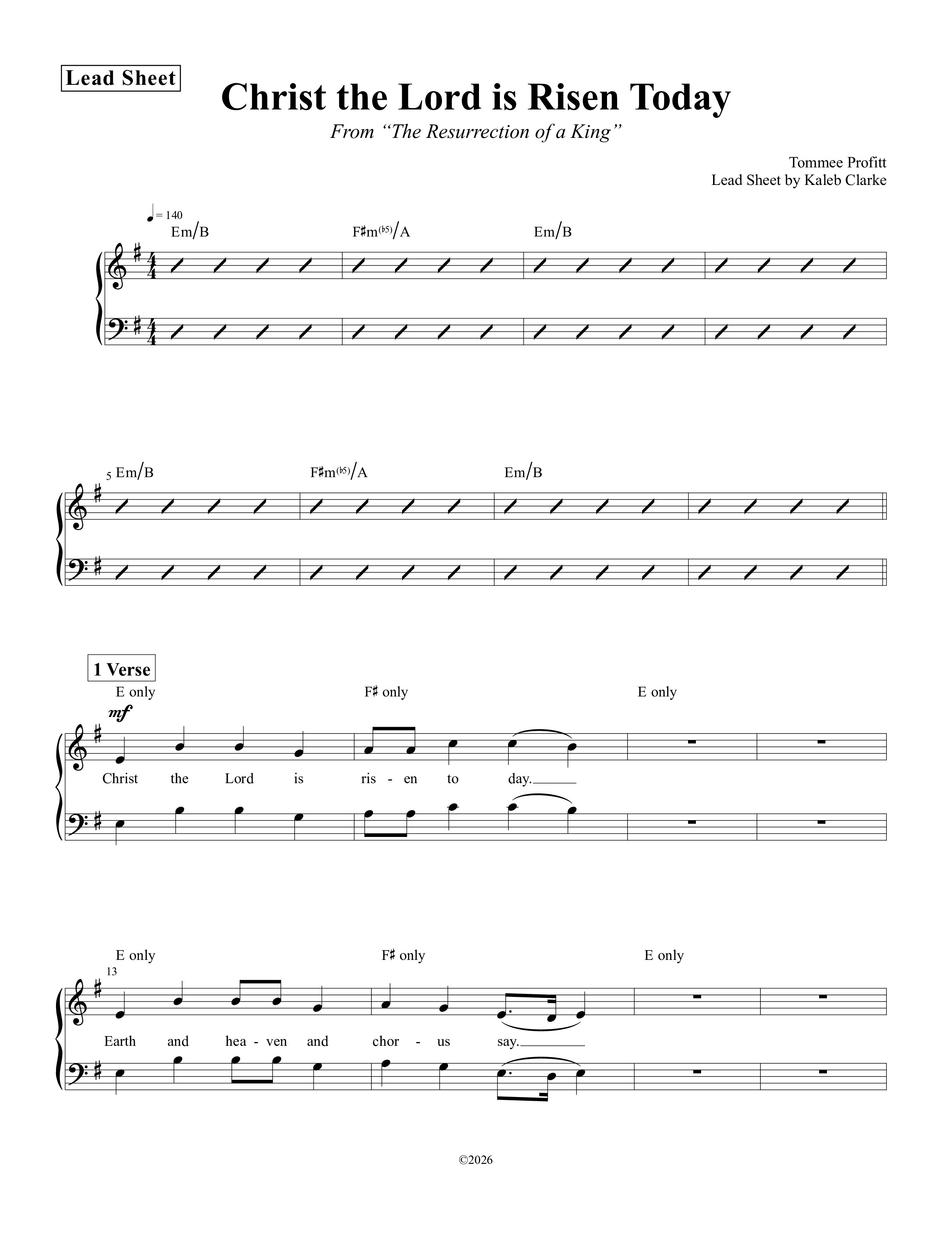 Christ The Lord Is Risen Today Piano/Vocal Pack (Tommee Profitt)