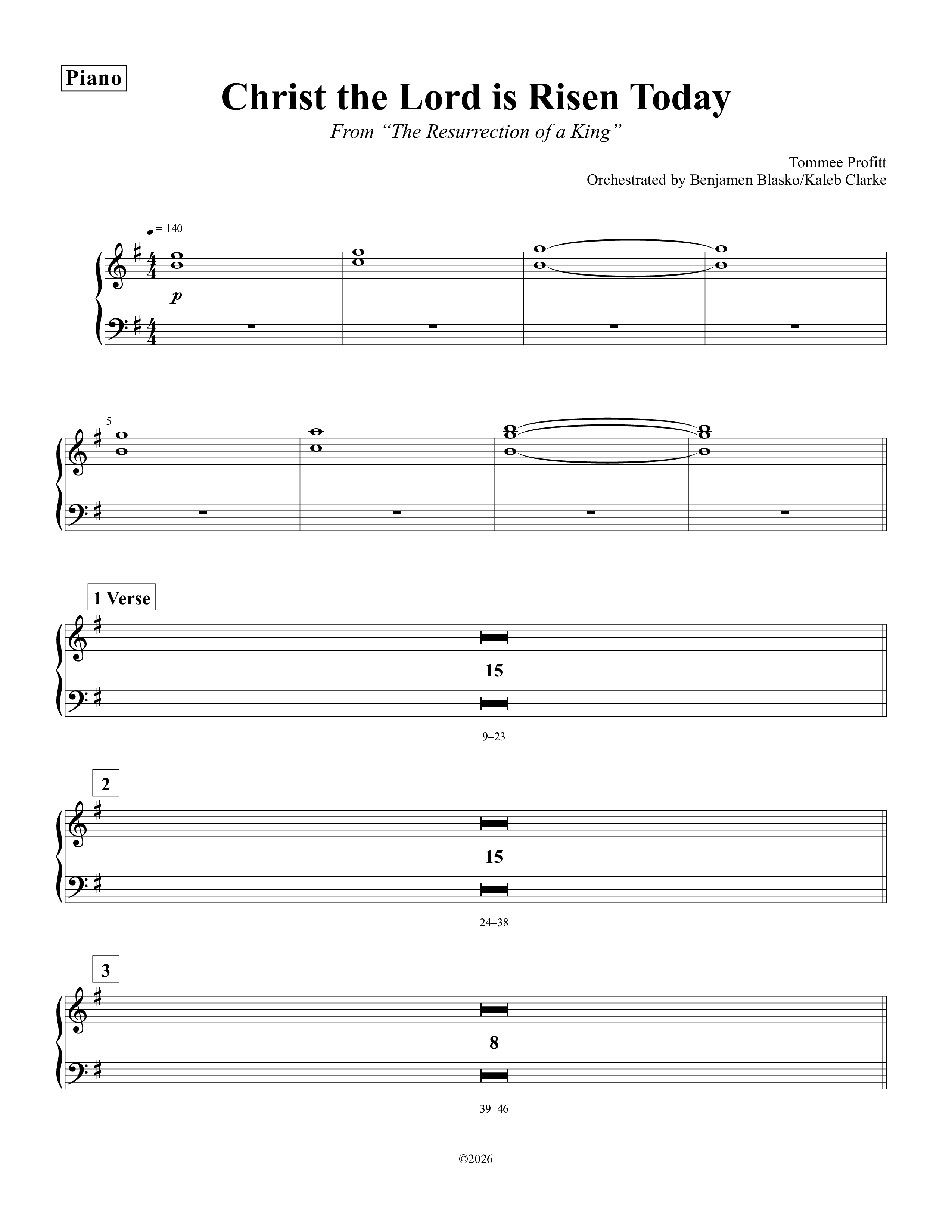 Christ The Lord Is Risen Today Piano Sheet (Tommee Profitt)