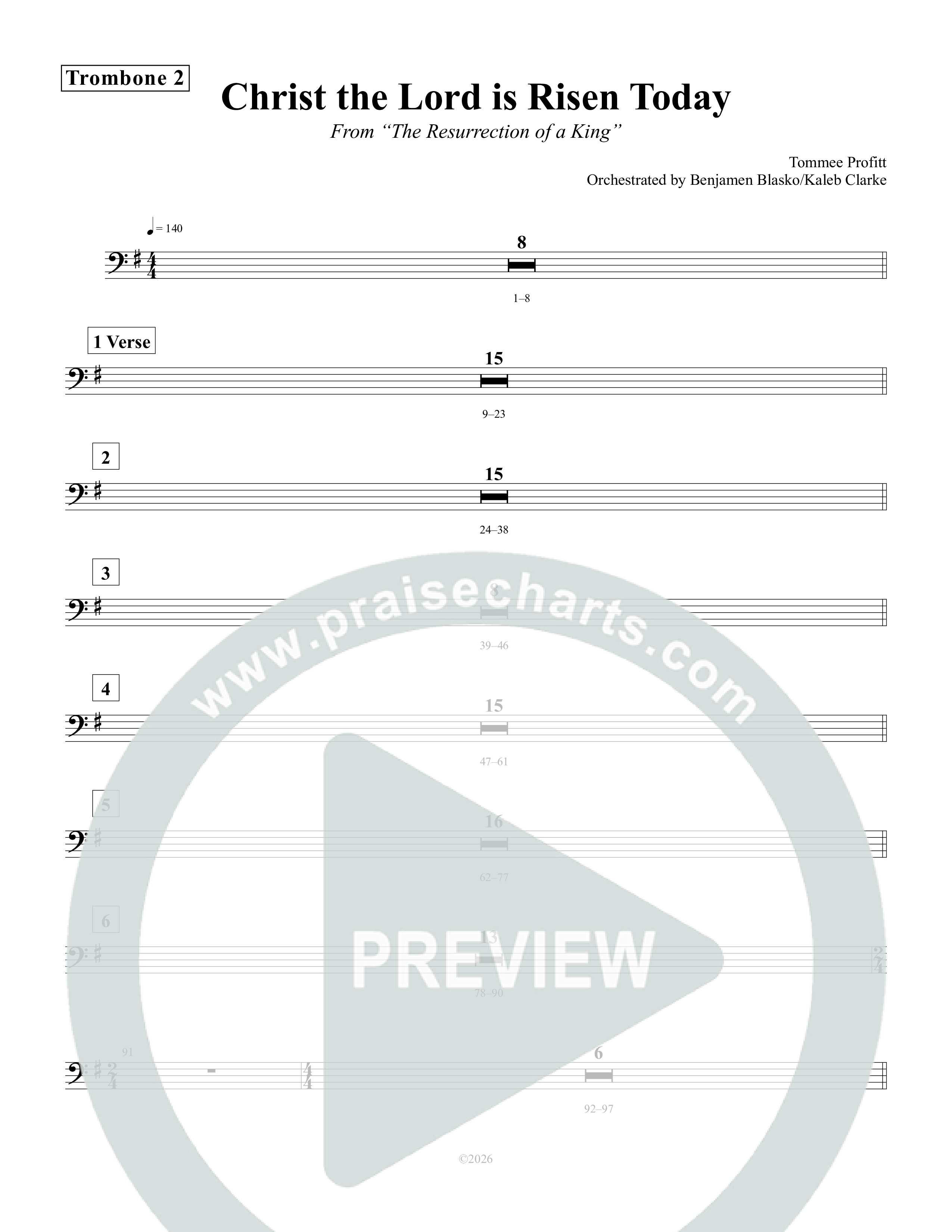 Christ The Lord Is Risen Today Trombone 2 (Tommee Profitt)