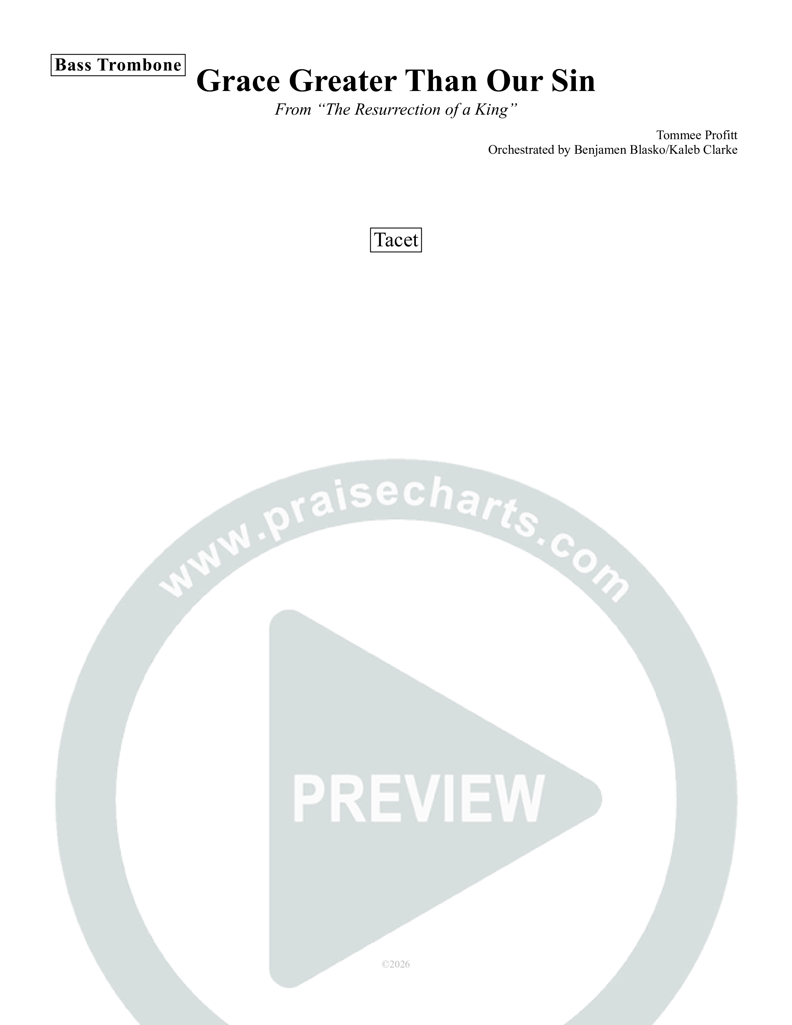 Grace Greater Than Our Sin Bass Trombone (Tommee Profitt / Isaac Mather)