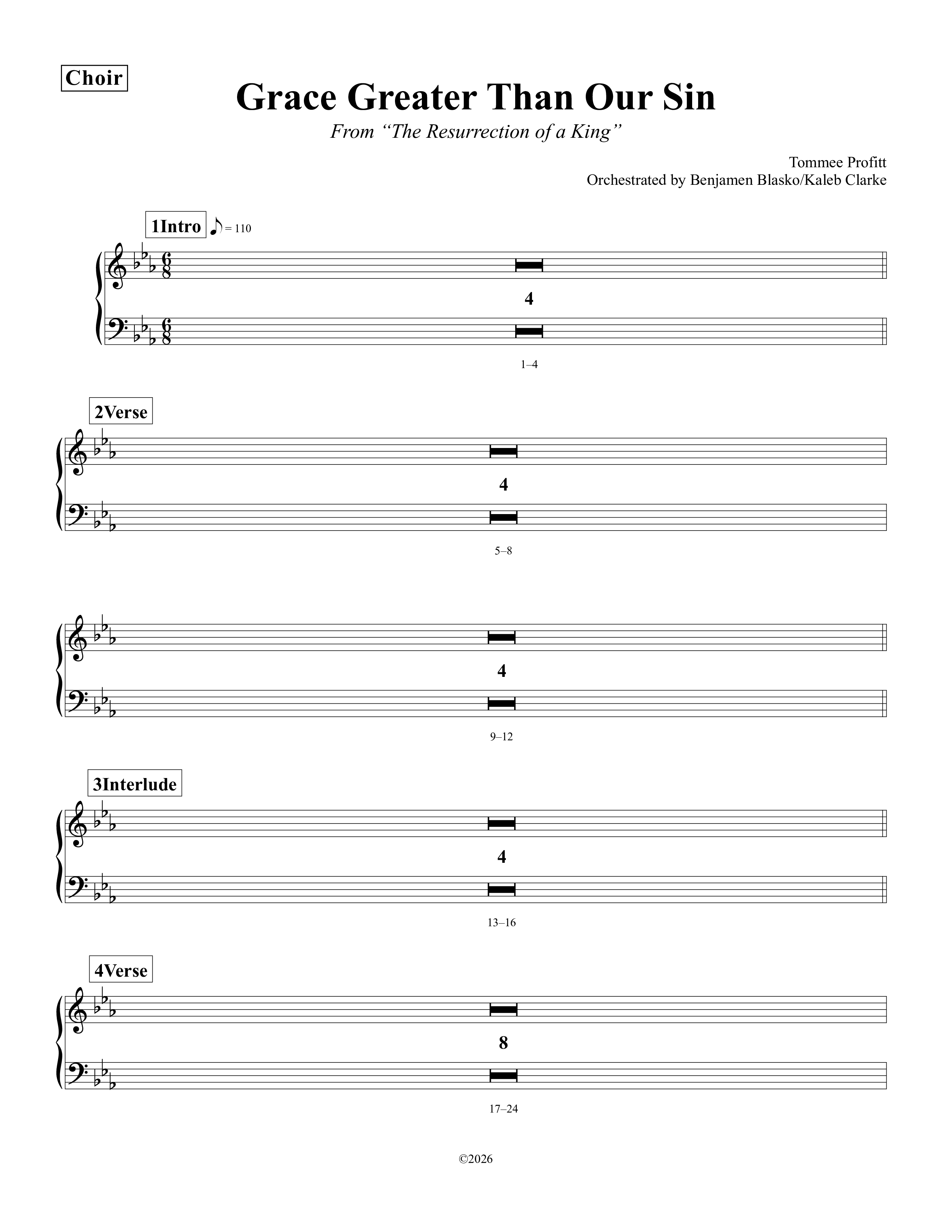 Grace Greater Than Our Sin Choir Sheet (Tommee Profitt / Isaac Mather)