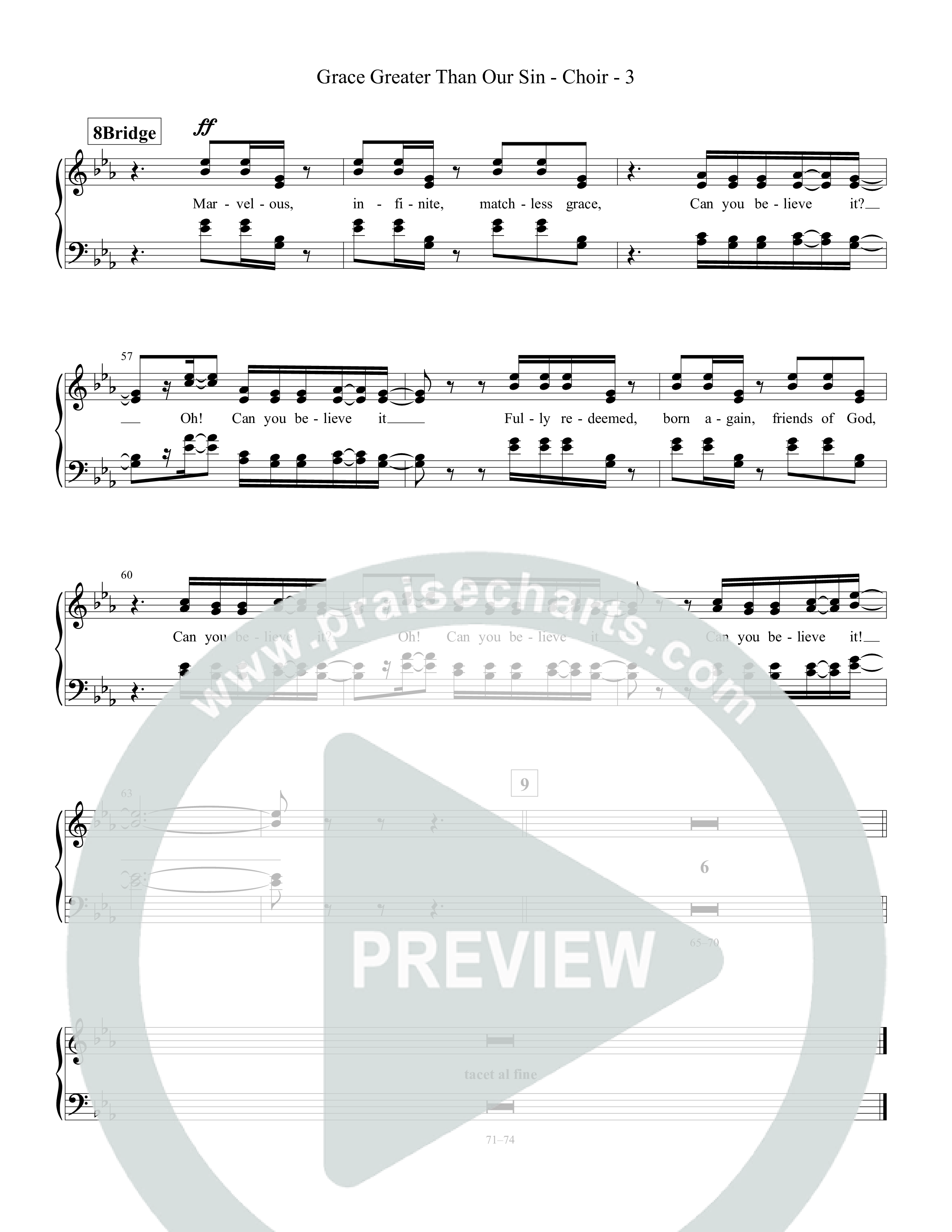 Grace Greater Than Our Sin Choir Sheet (Tommee Profitt / Isaac Mather)