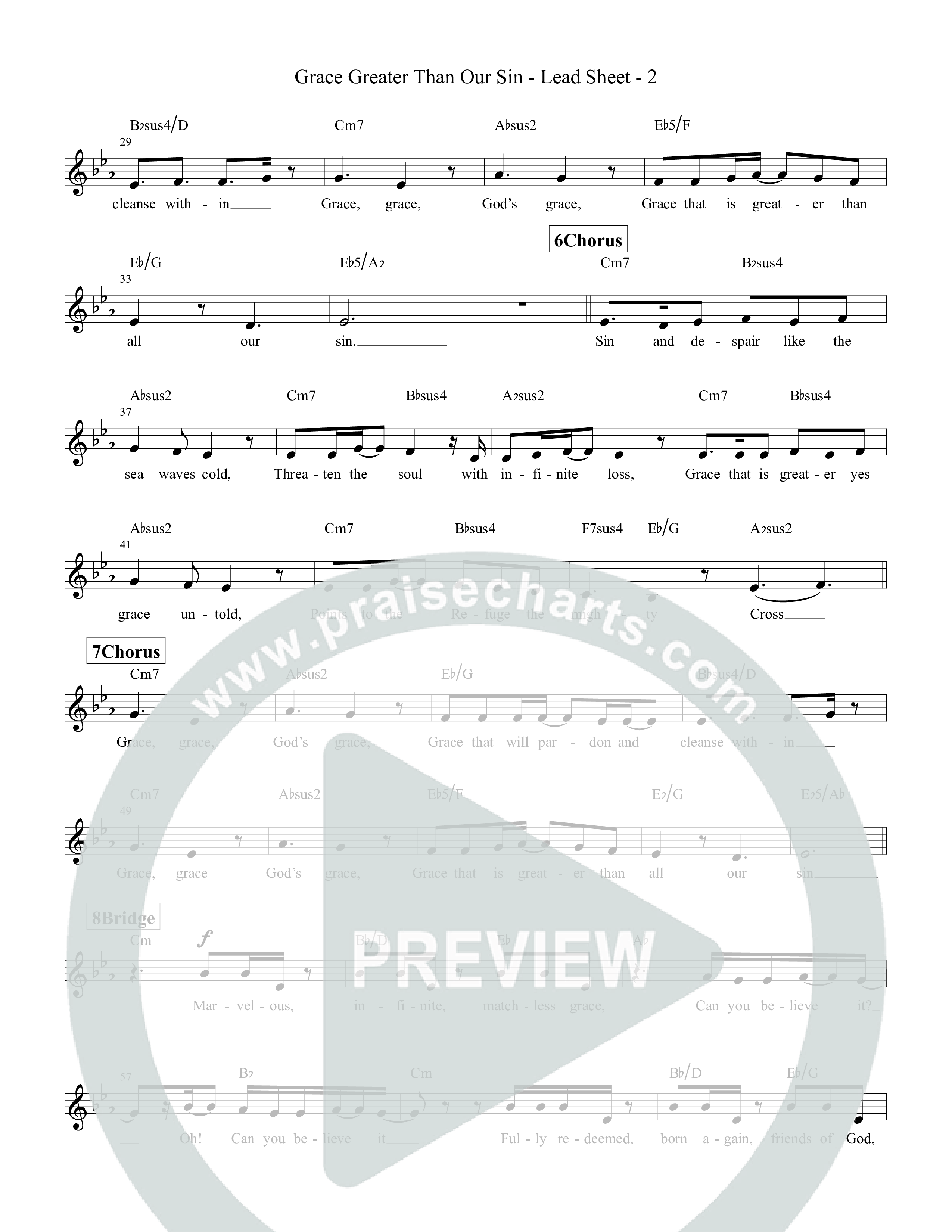 Grace Greater Than Our Sin Lead Sheet Melody (Tommee Profitt / Isaac Mather)