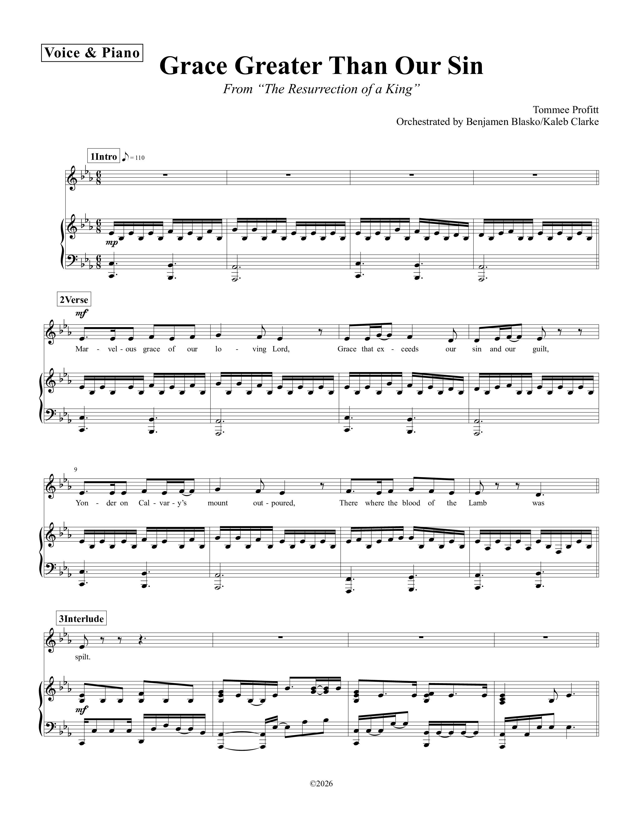 Grace Greater Than Our Sin Piano/Melody (Tommee Profitt / Isaac Mather)