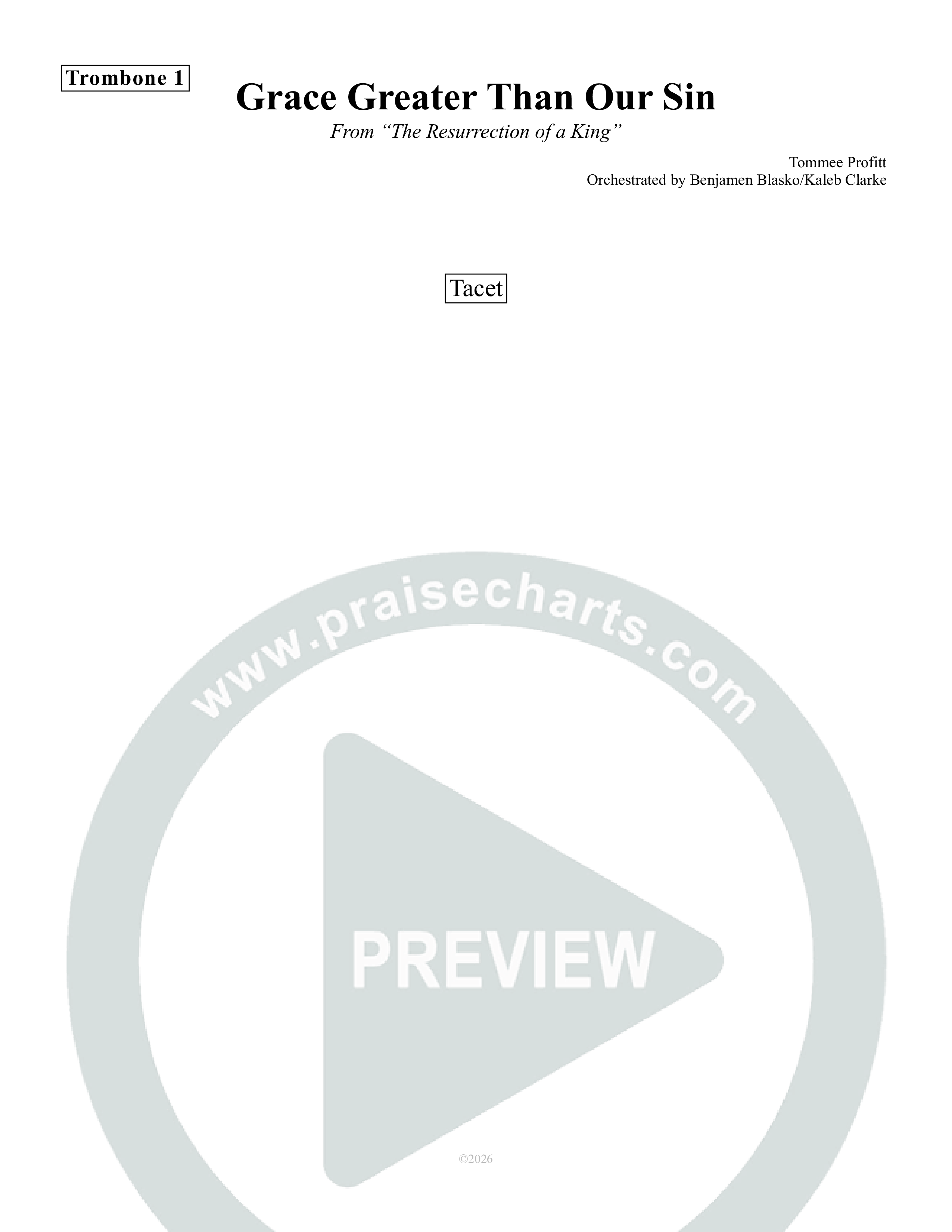 Grace Greater Than Our Sin Trombone 1 (Tommee Profitt / Isaac Mather)