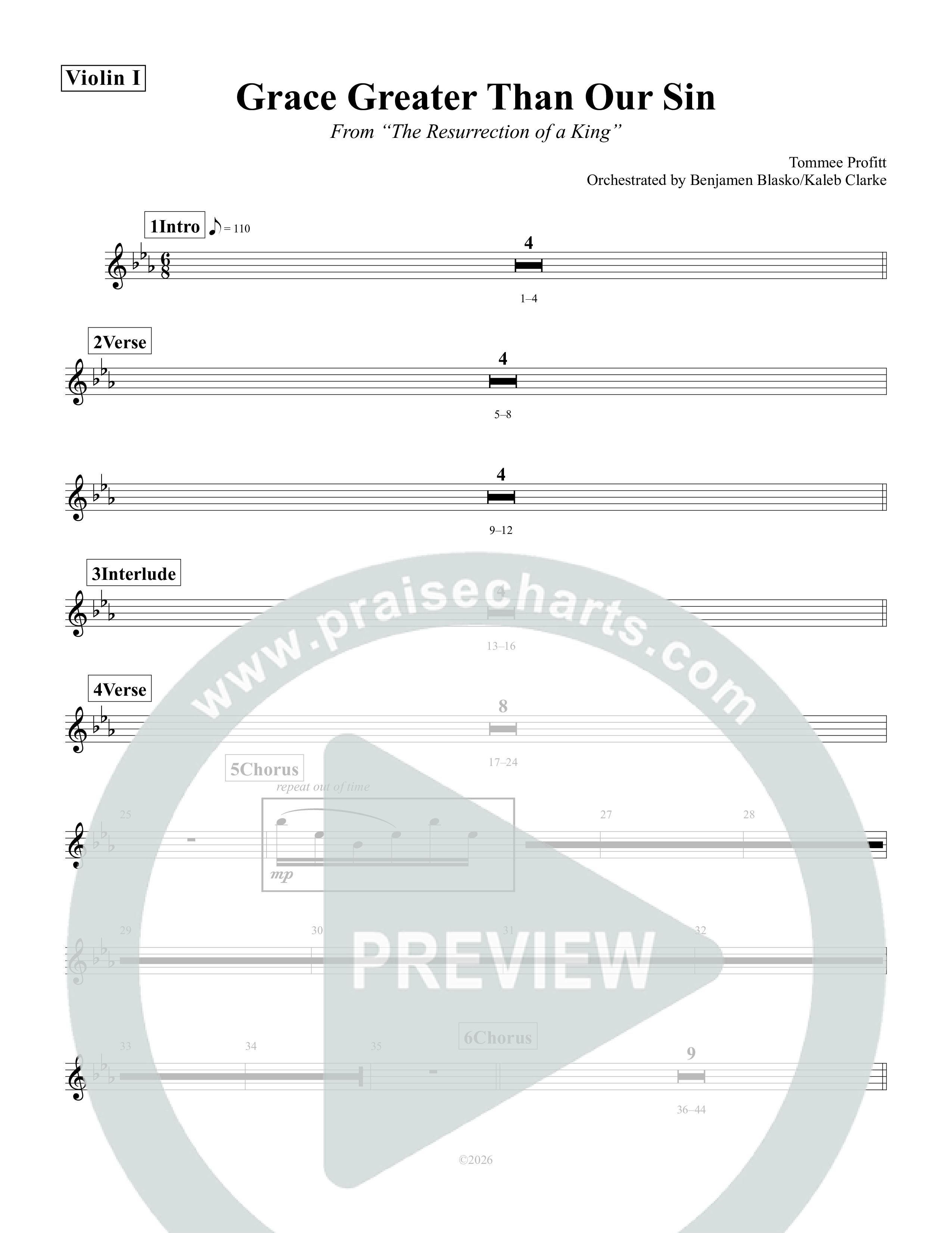 Grace Greater Than Our Sin Violin 1 (Tommee Profitt / Isaac Mather)