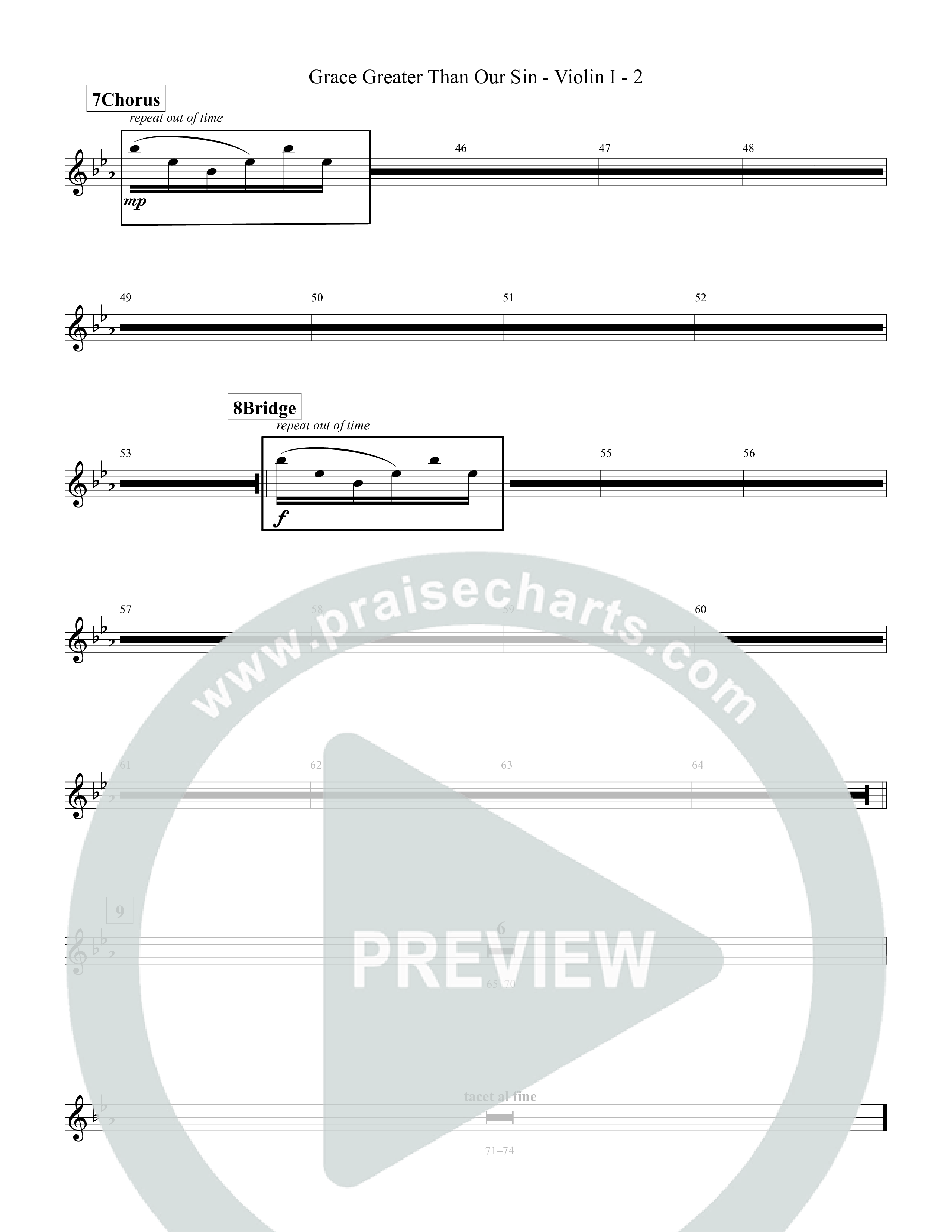 Grace Greater Than Our Sin Violin 1 (Tommee Profitt / Isaac Mather)