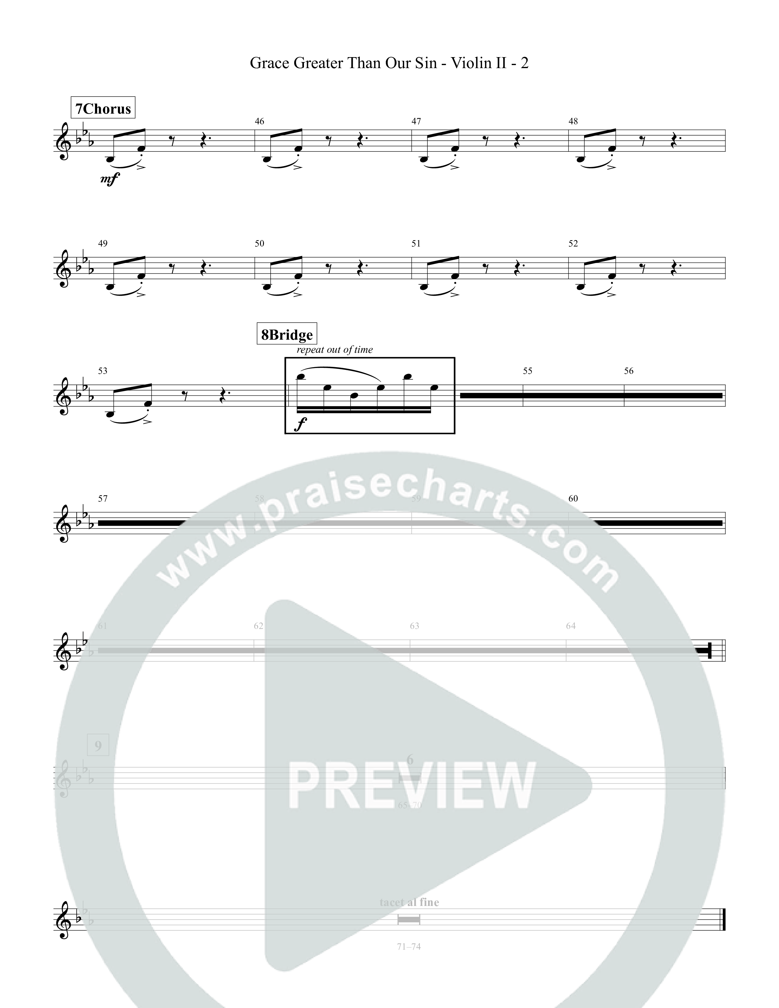 Grace Greater Than Our Sin Violin 2 (Tommee Profitt / Isaac Mather)