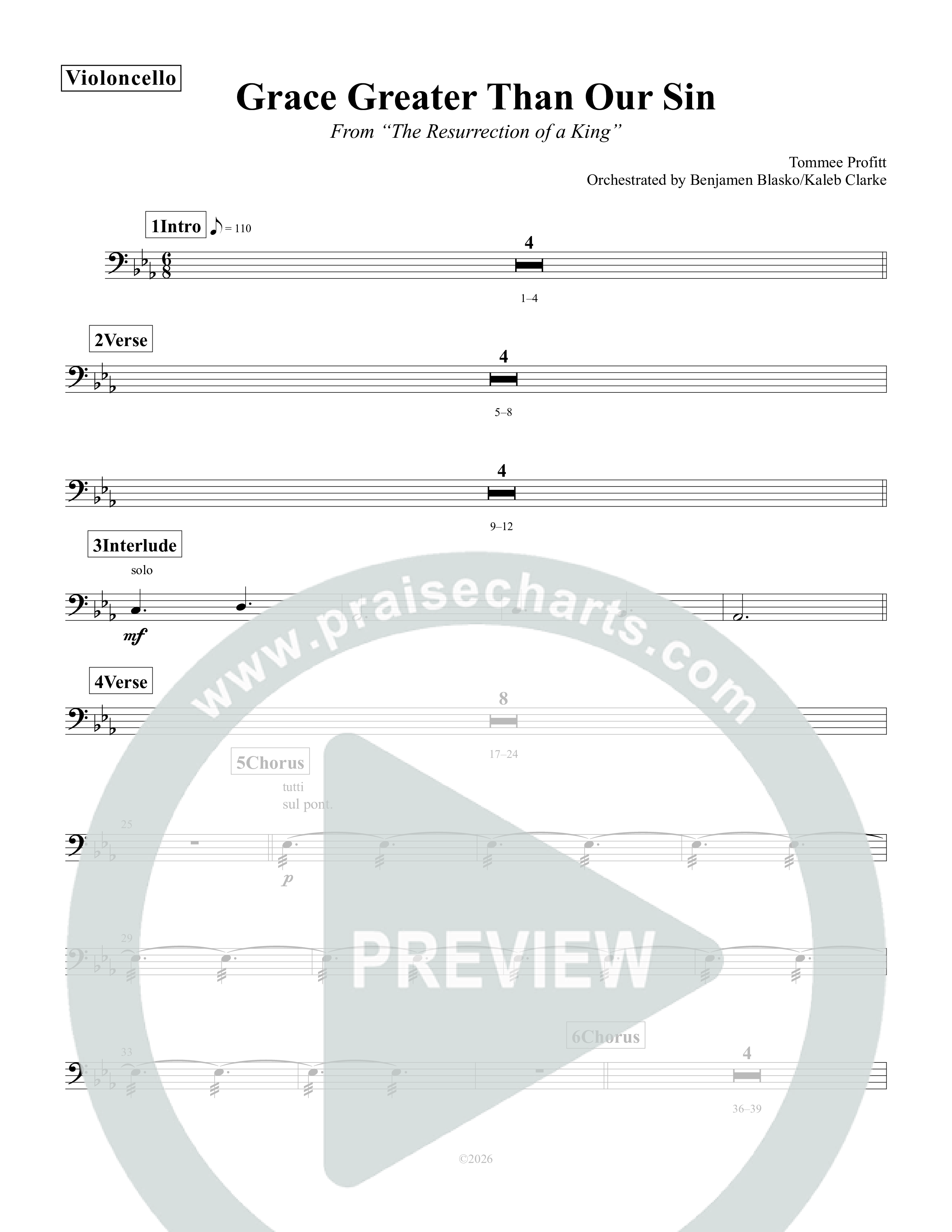Grace Greater Than Our Sin Violincello (Tommee Profitt / Isaac Mather)