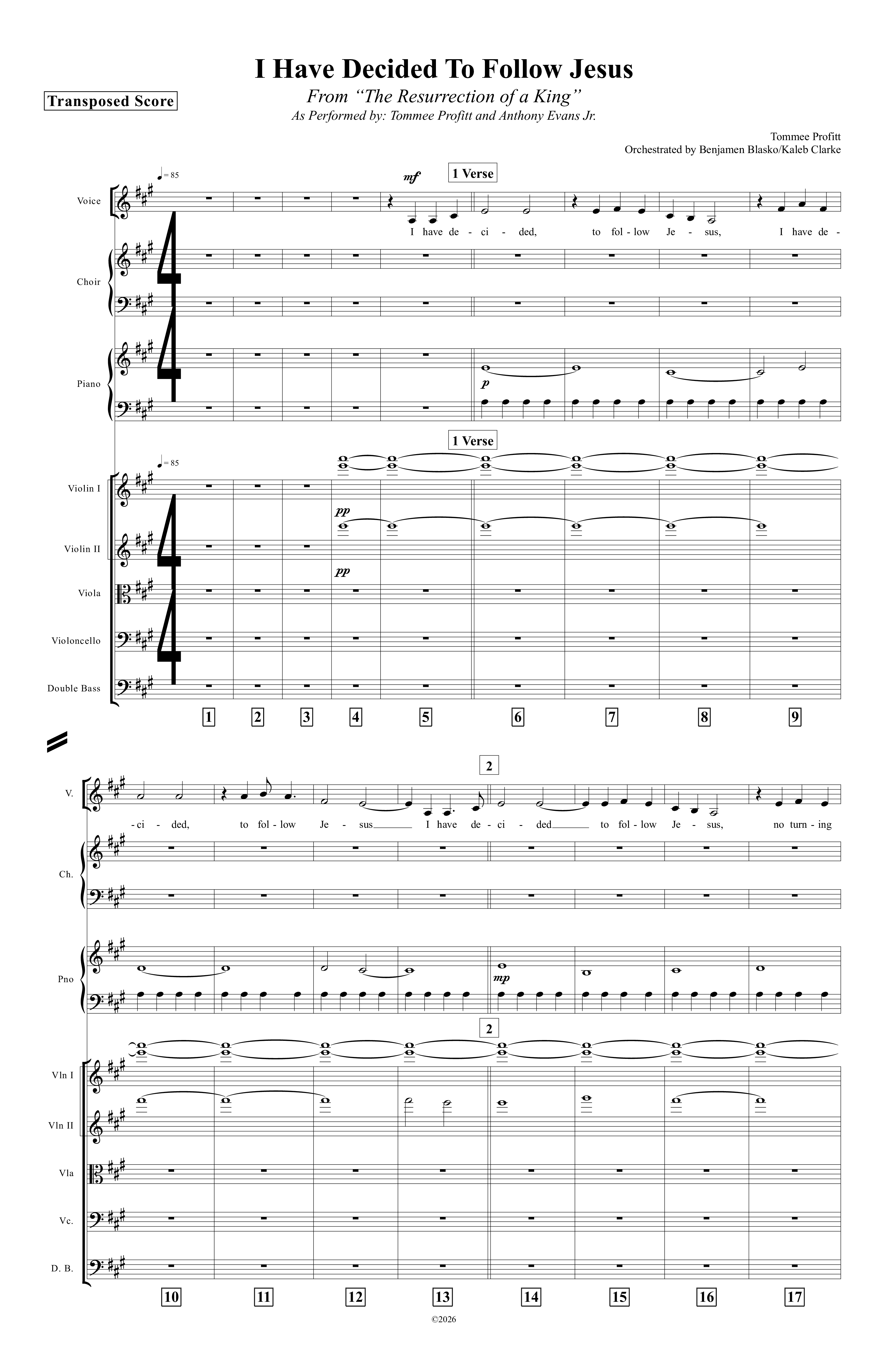 I Have Decided To Follow Jesus Conductor's Score (Tommee Profitt / Anthony Evans)