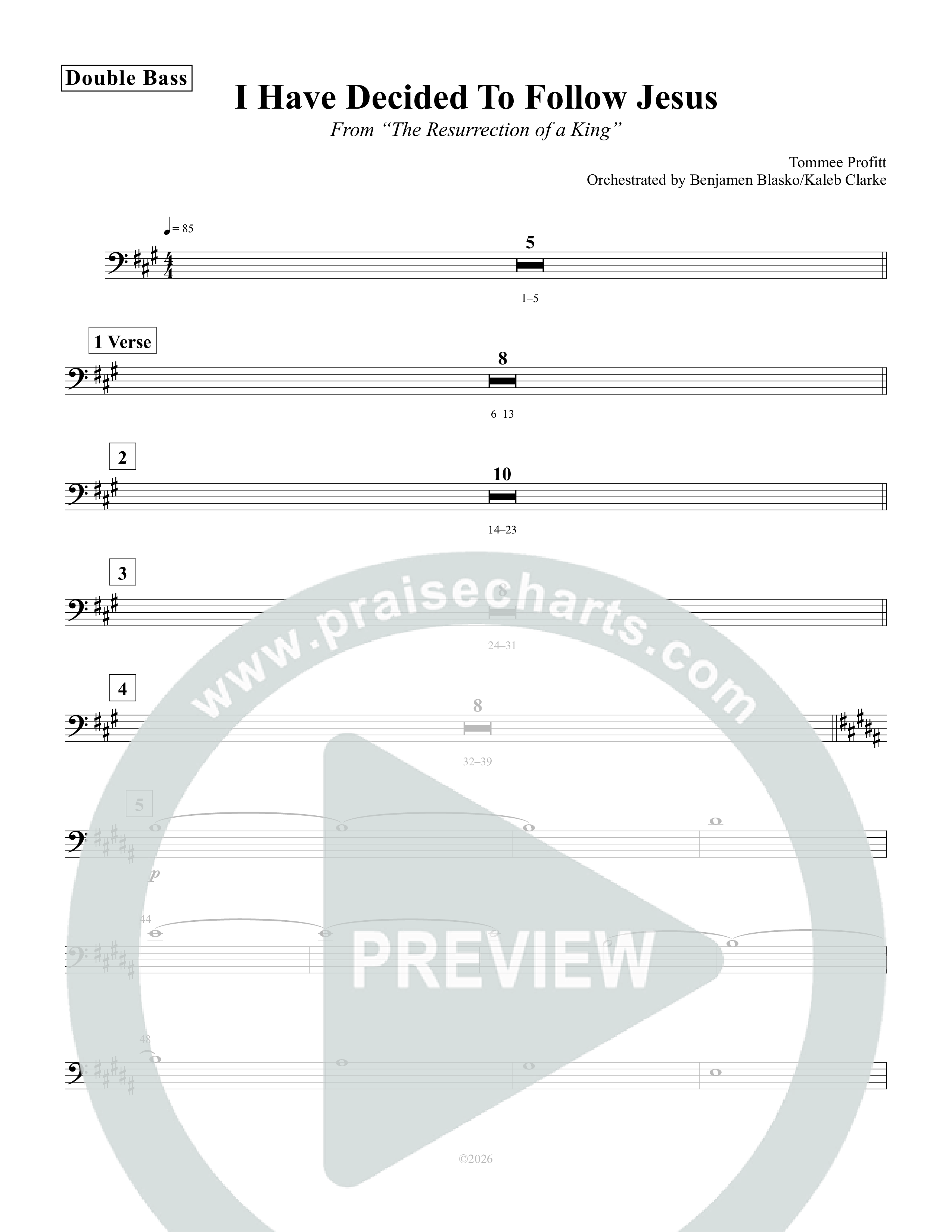 I Have Decided To Follow Jesus Double Bass (Tommee Profitt / Anthony Evans)