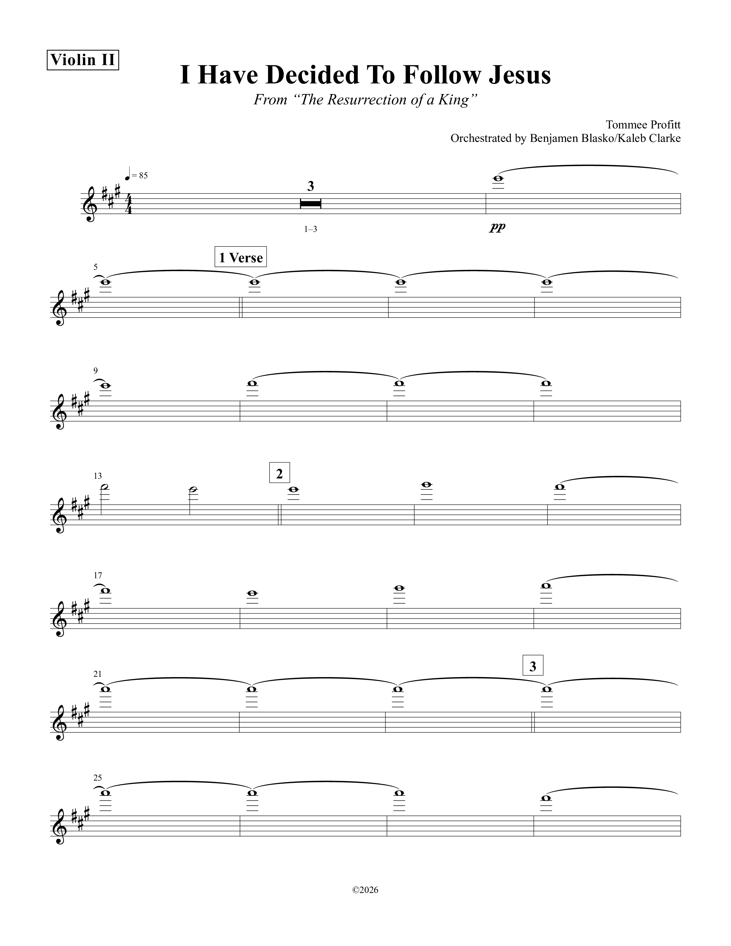 I Have Decided To Follow Jesus Violin 2 (Tommee Profitt / Anthony Evans)