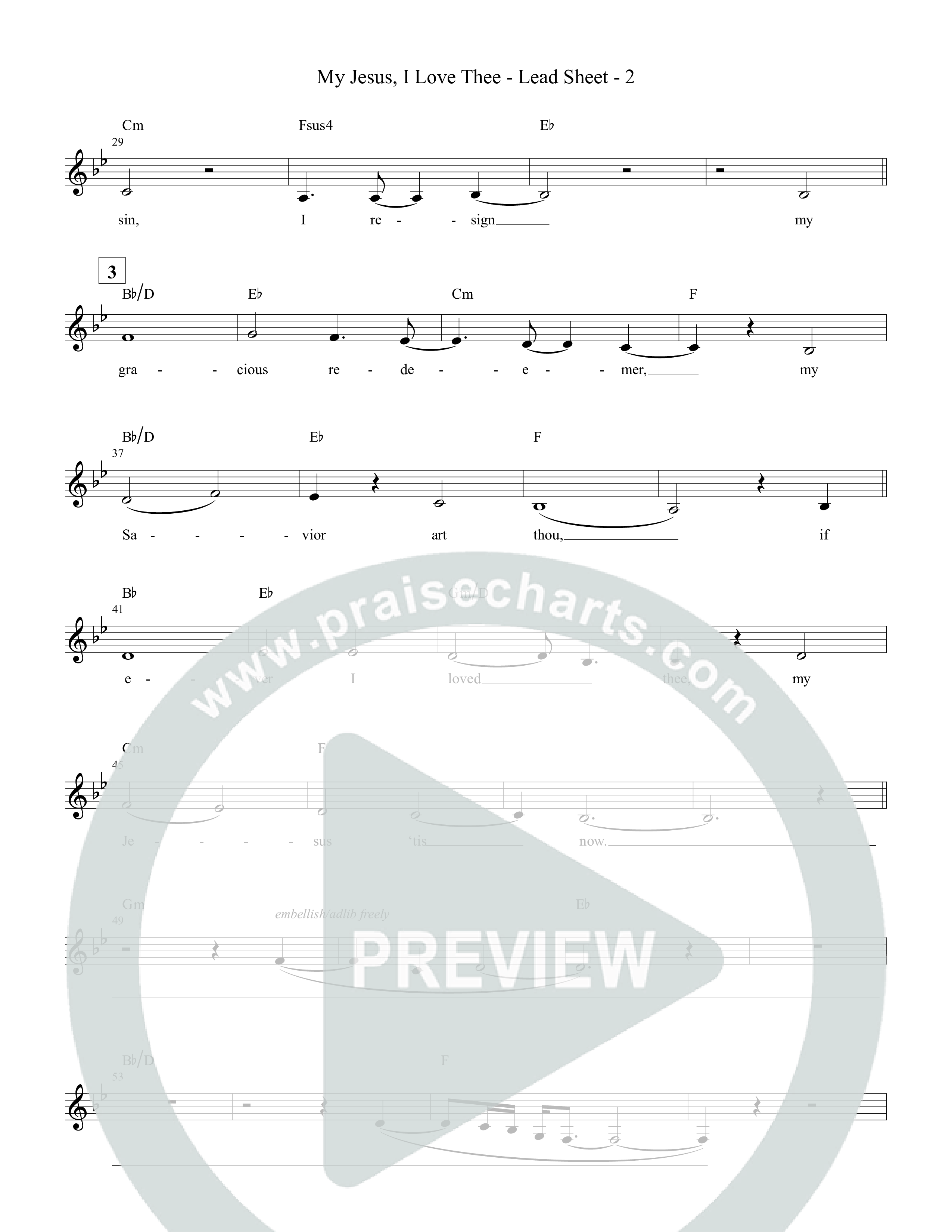 My Jesus I Love Thee Lead Sheet Melody (Tommee Profitt / Jordan Smith)