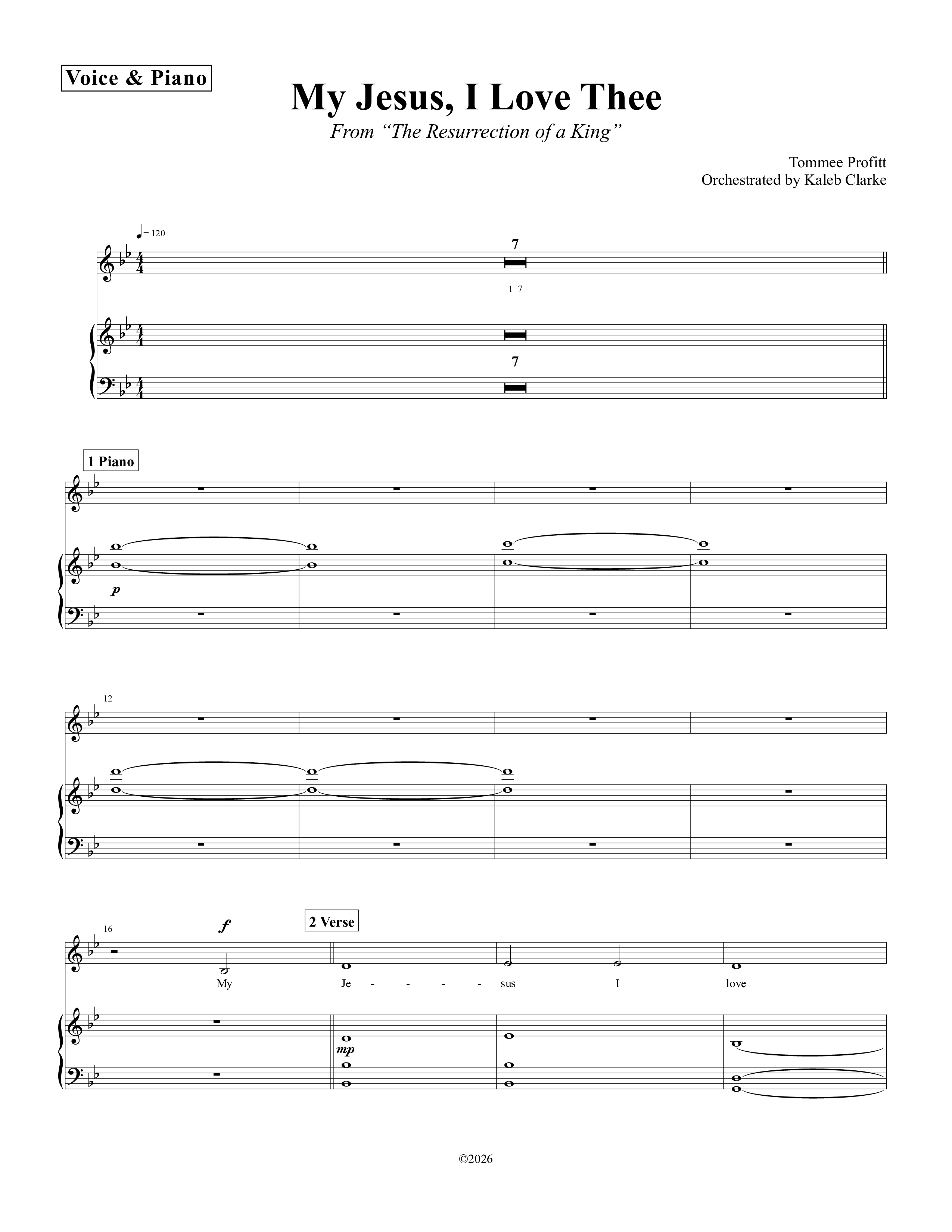 My Jesus I Love Thee Piano/Melody (Tommee Profitt / Jordan Smith)