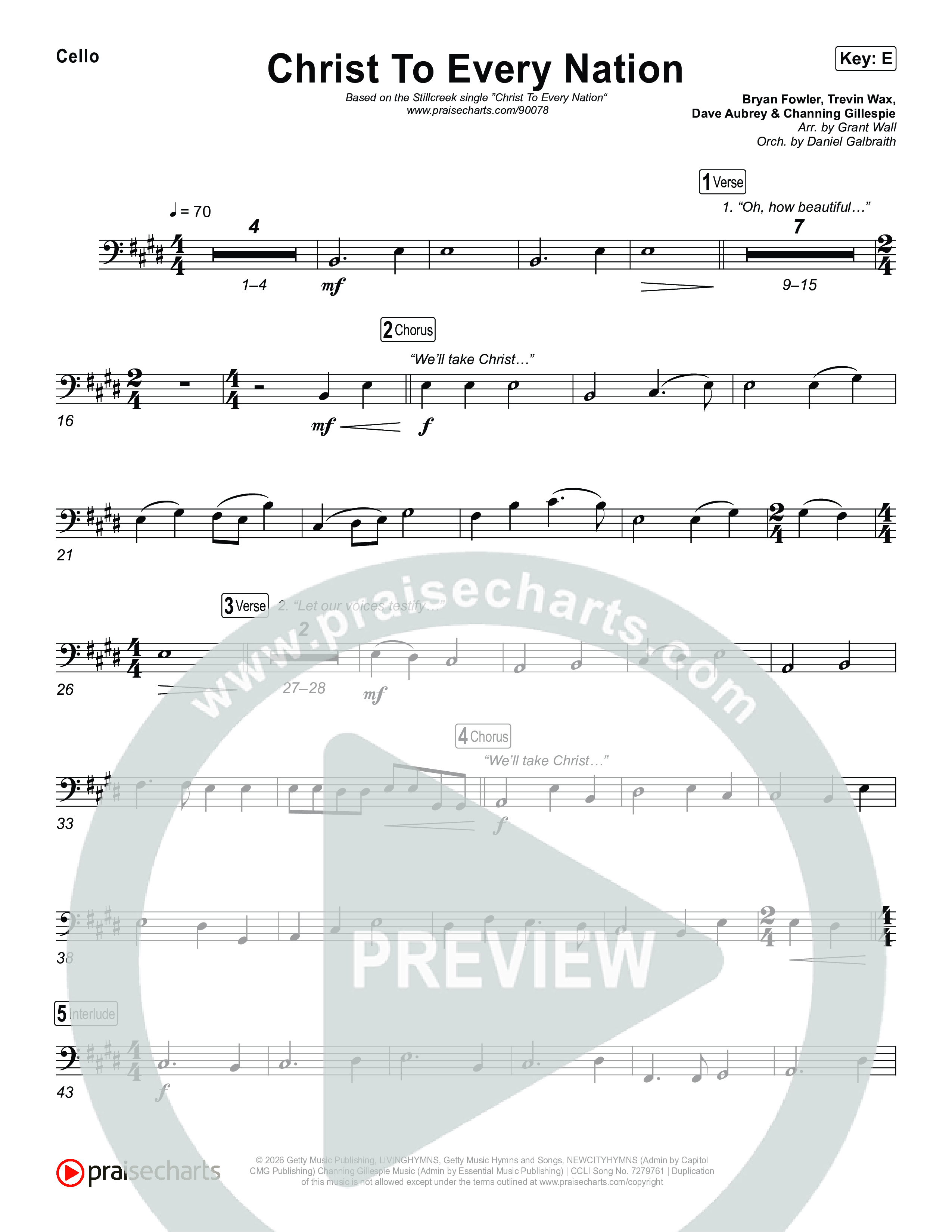 Christ To Every Nation Cello (Stillcreek)