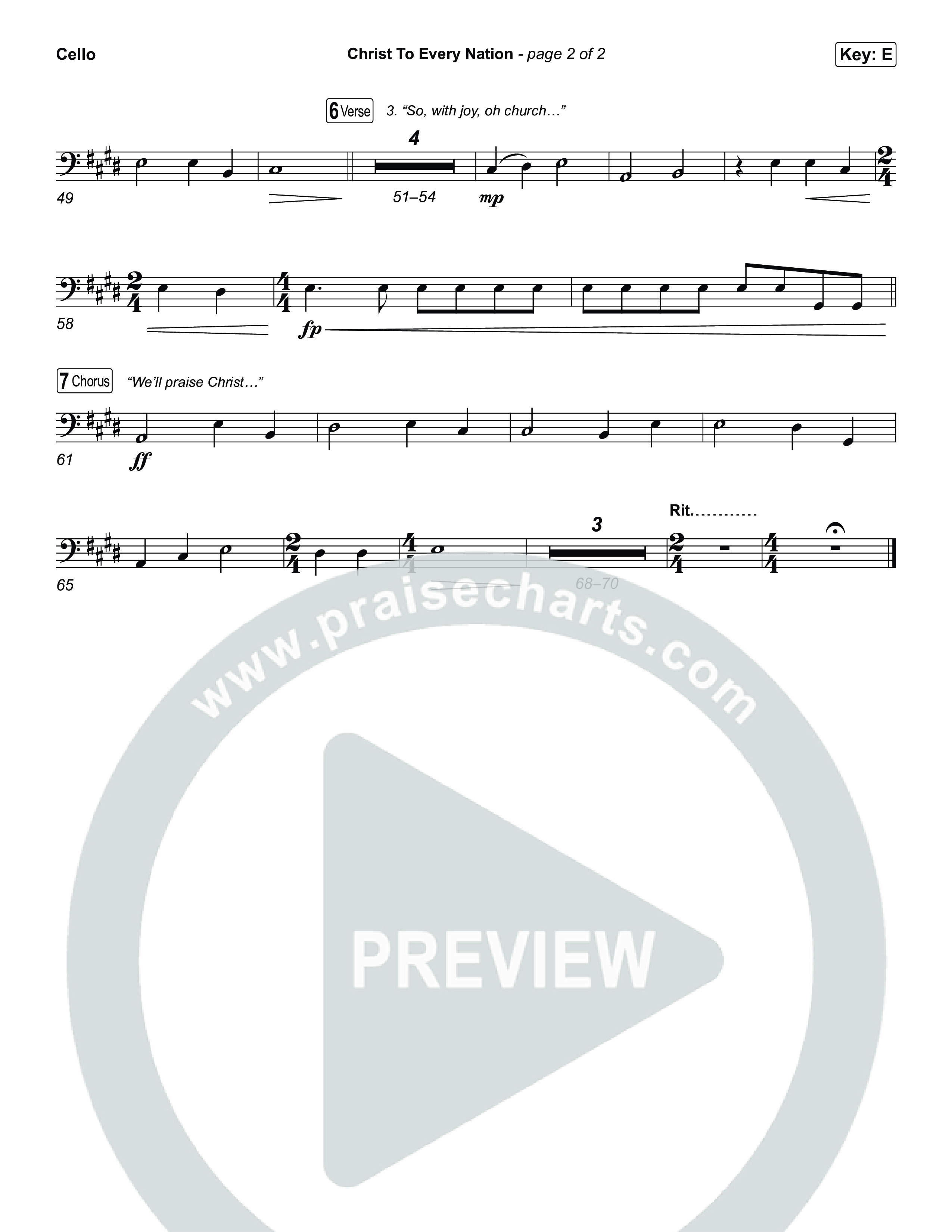Christ To Every Nation Cello (Stillcreek)