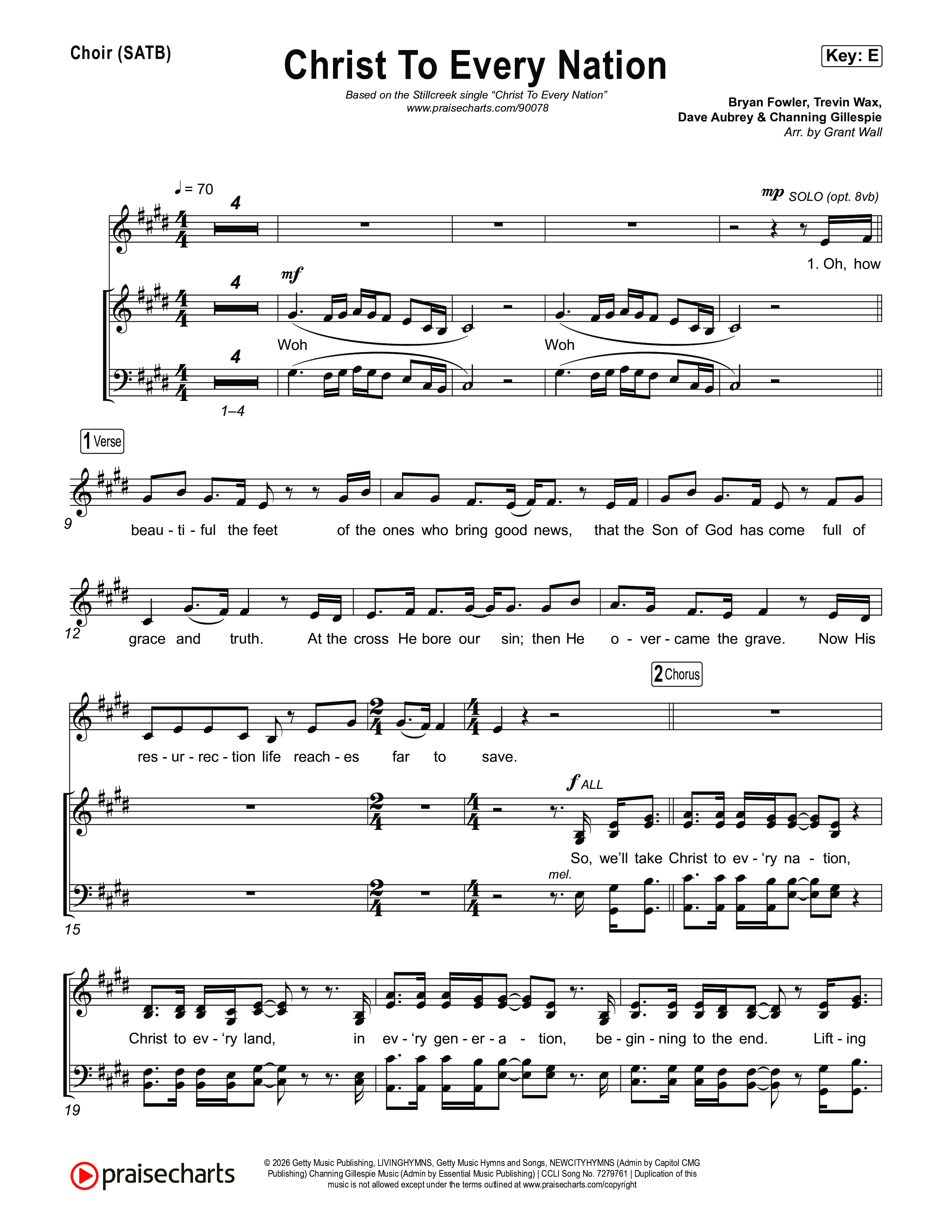 Christ To Every Nation Choir Sheet (Stillcreek)