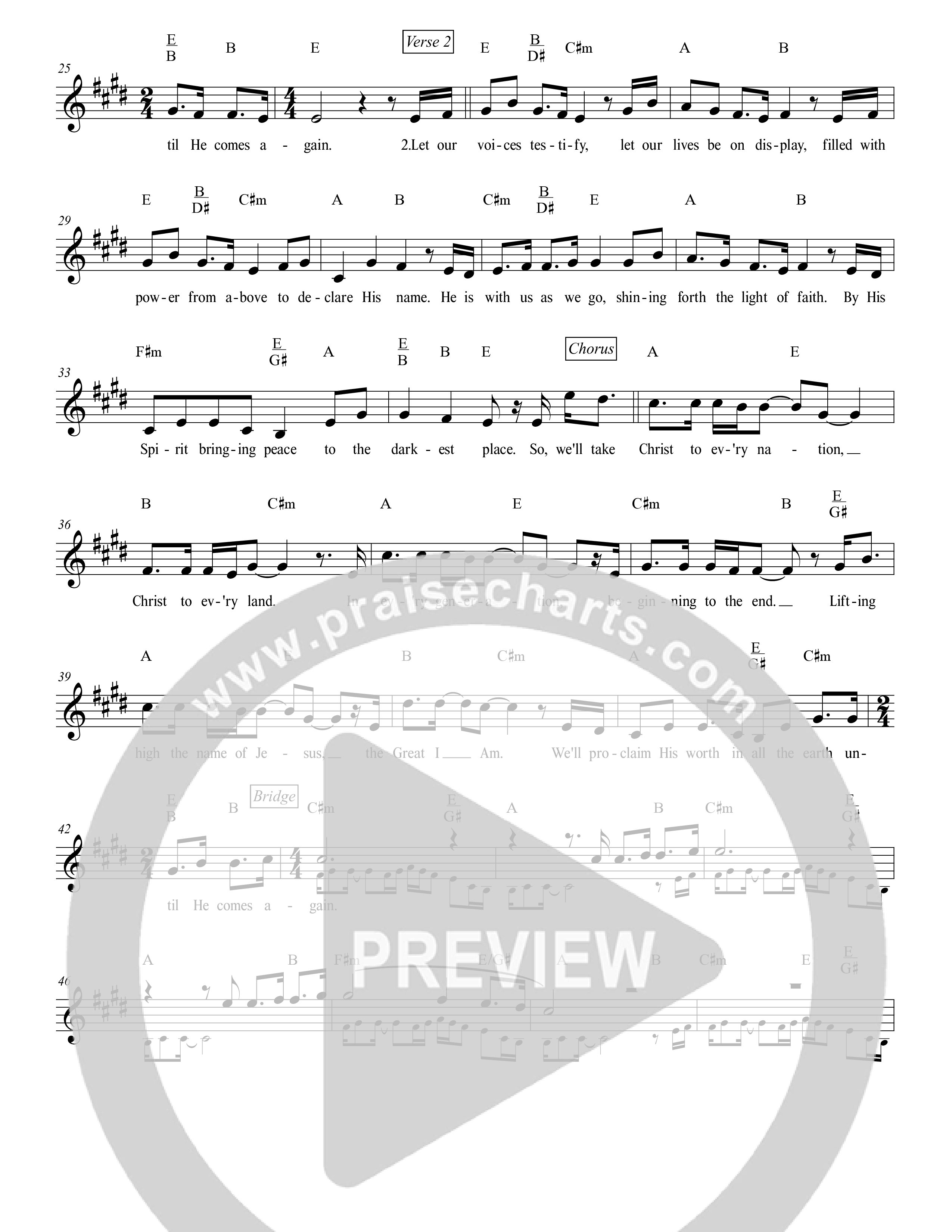 Christ To Every Nation Lead Sheet Melody (Stillcreek)