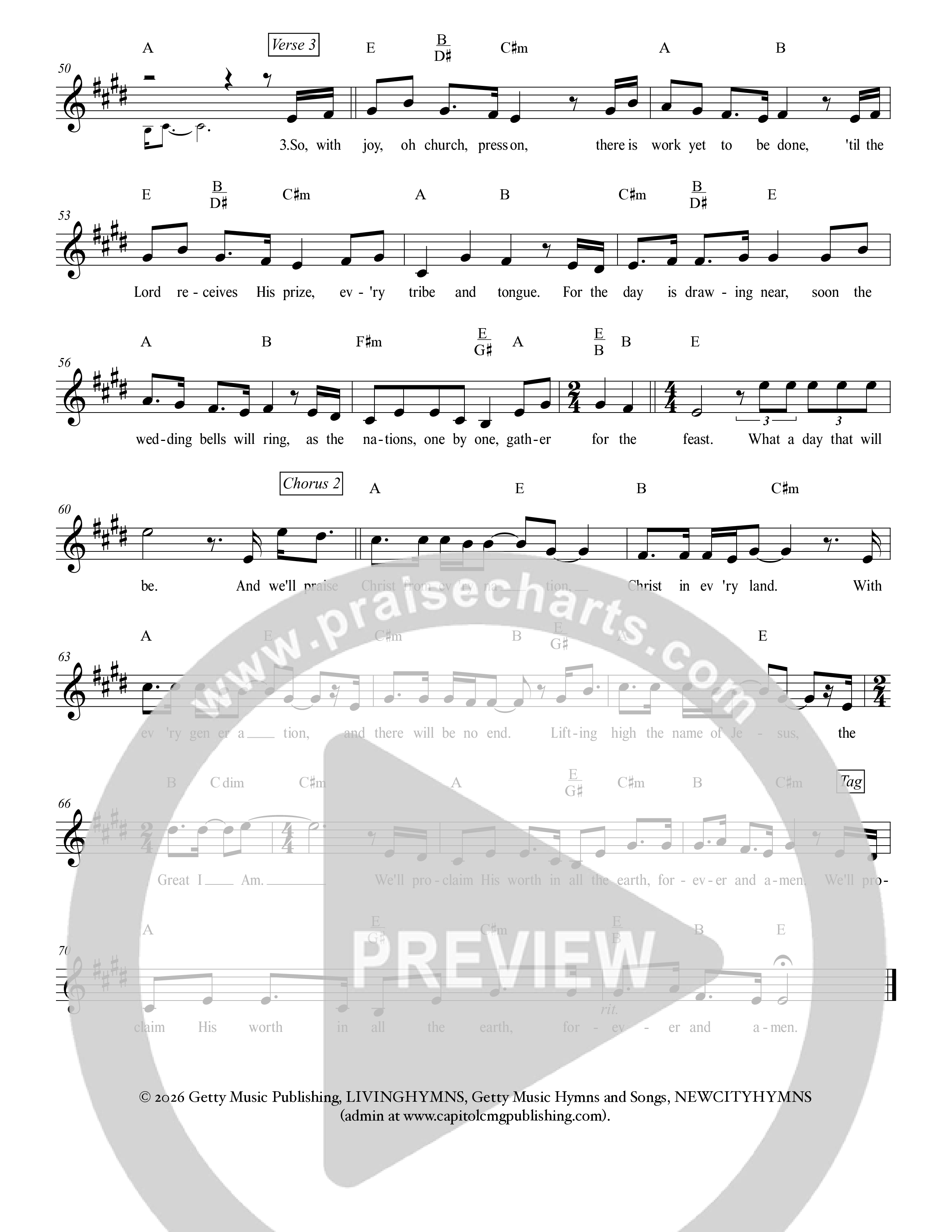 Christ To Every Nation Lead Sheet Melody (Stillcreek)