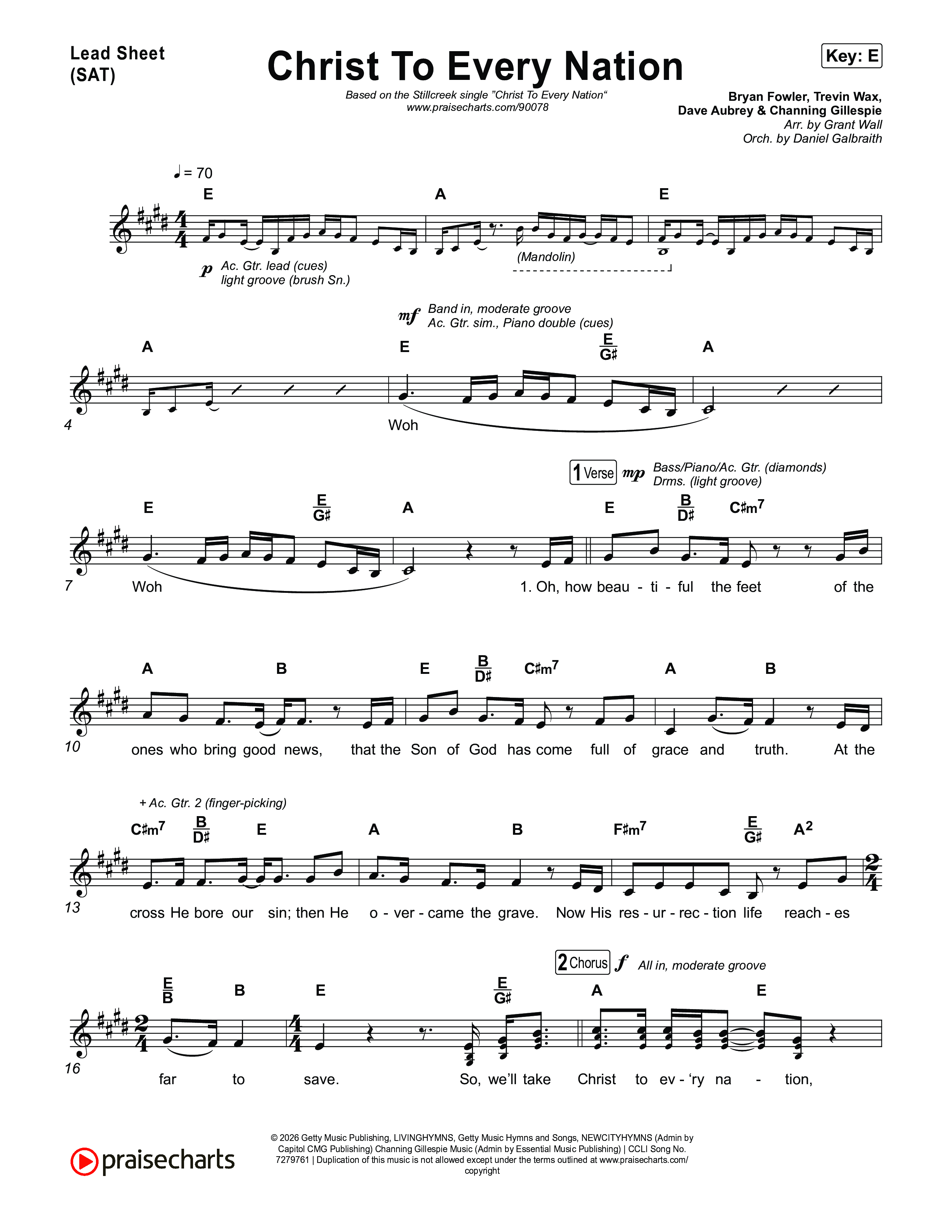 Christ To Every Nation Lead Sheet (SAT) (Stillcreek)