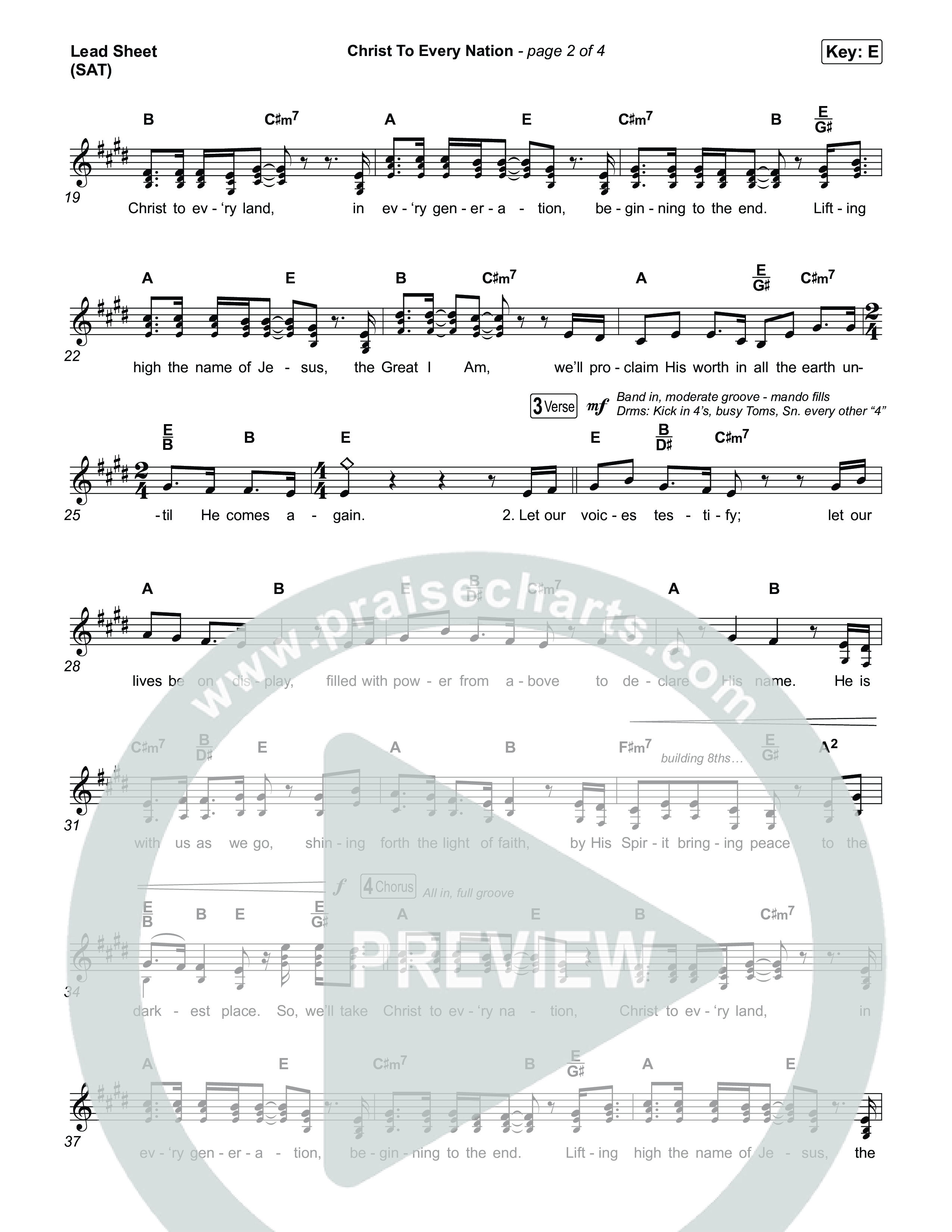 Christ To Every Nation Lead Sheet (SAT) (Stillcreek)