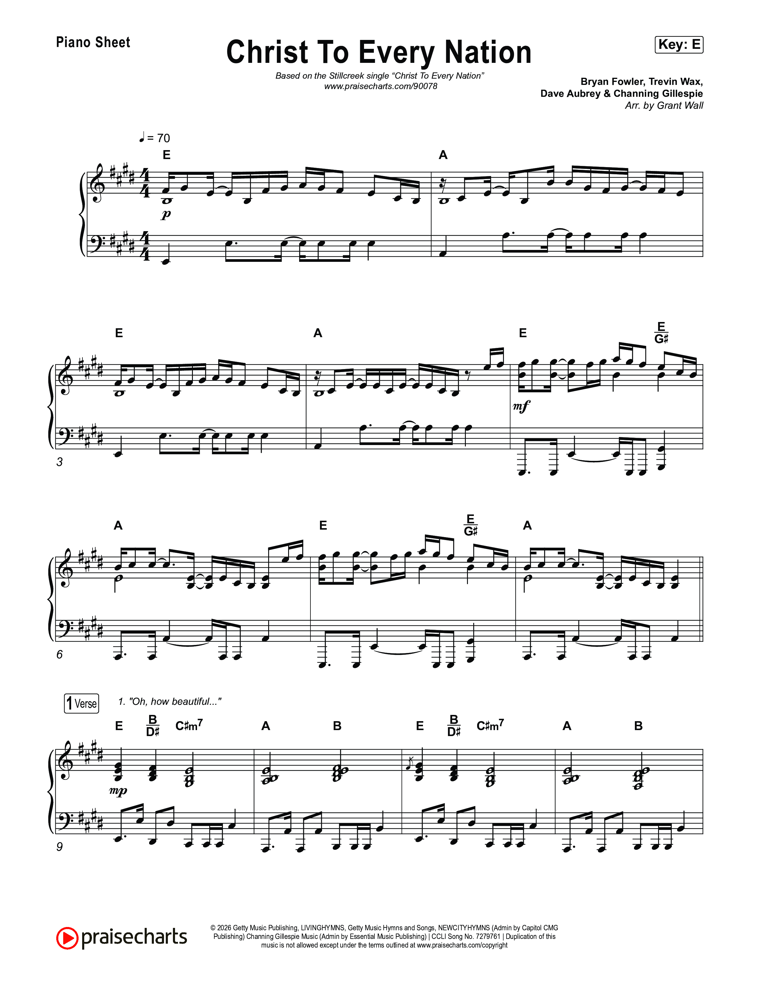 Christ To Every Nation Piano Sheet (Stillcreek)