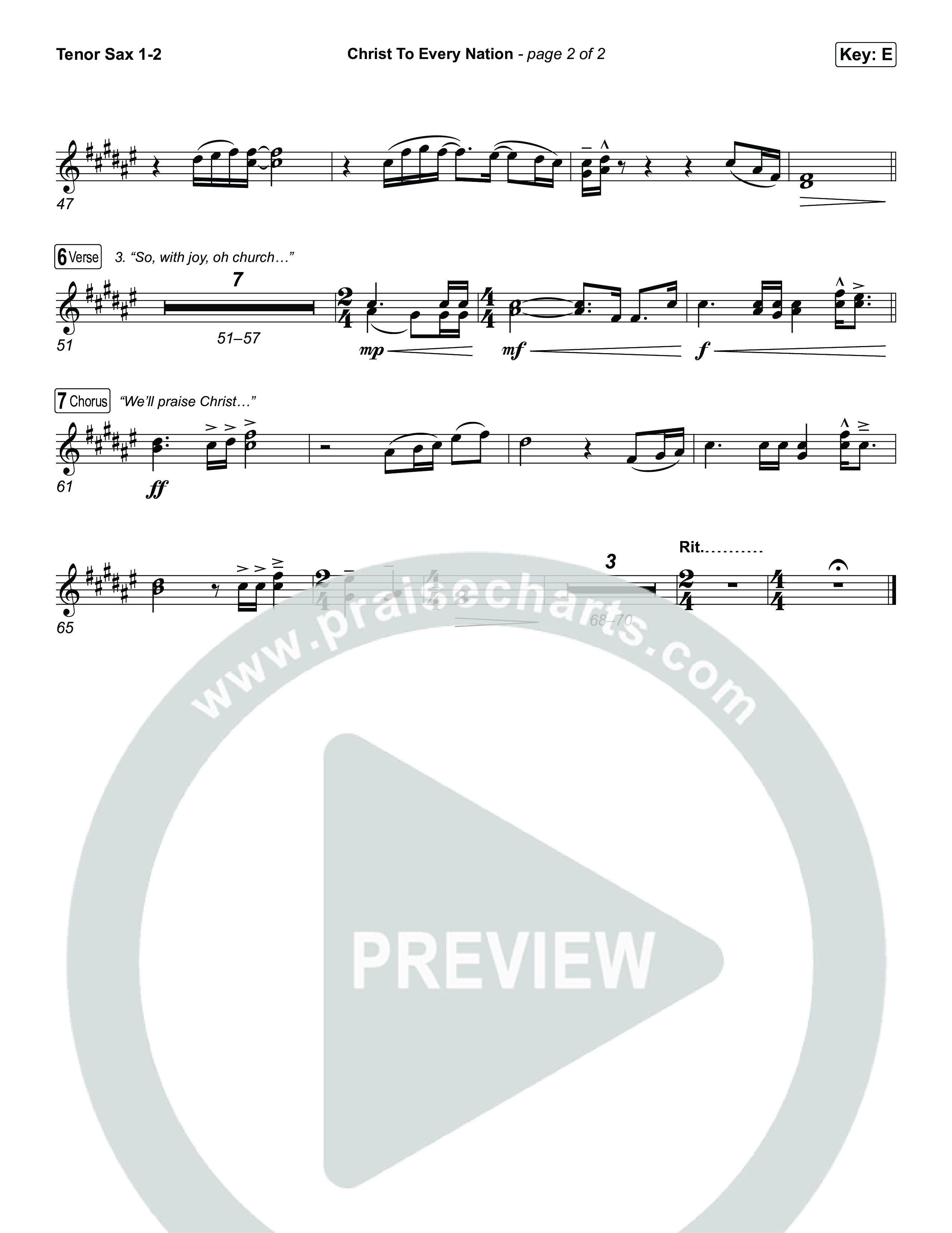 Christ To Every Nation Tenor Sax 1,2 (Stillcreek)