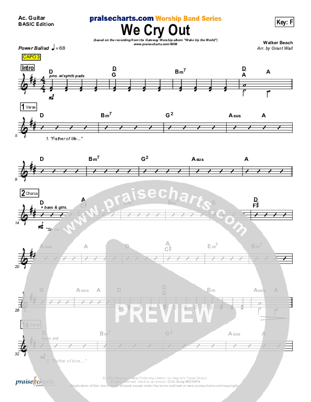 We Cry Out Acoustic Guitar (Gateway Worship)