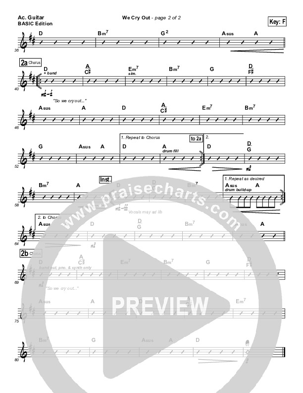 We Cry Out Acoustic Guitar (Gateway Worship)