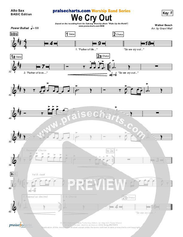 We Cry Out Alto Sax (Gateway Worship)