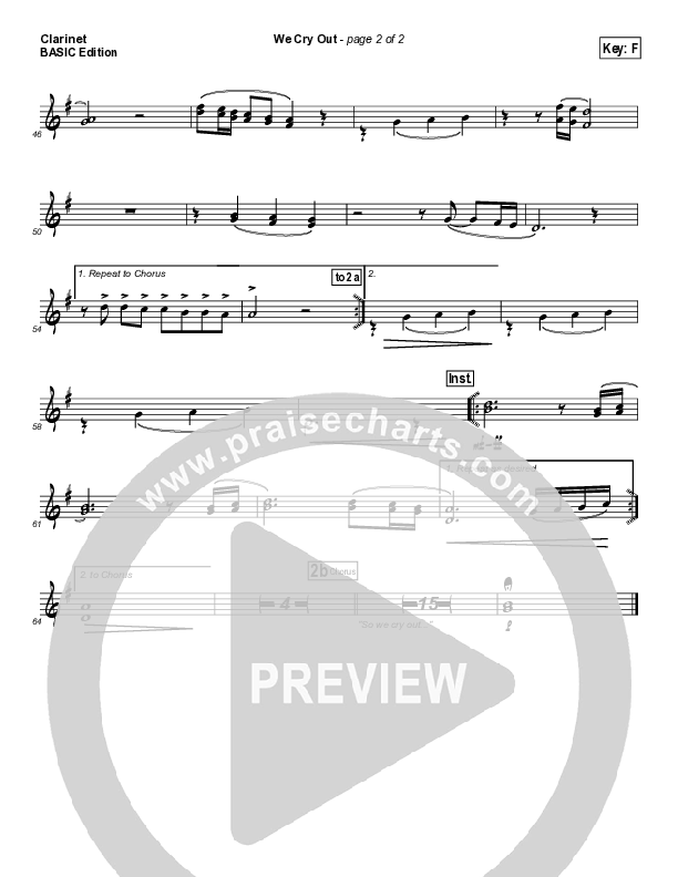 We Cry Out Clarinet (Gateway Worship)