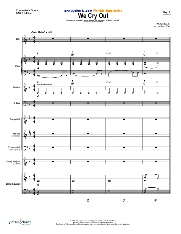 We Cry Out Conductor's Score (Gateway Worship)