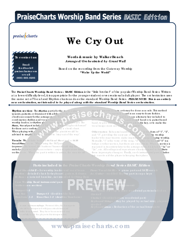 We Cry Out Cover Sheet (Gateway Worship)