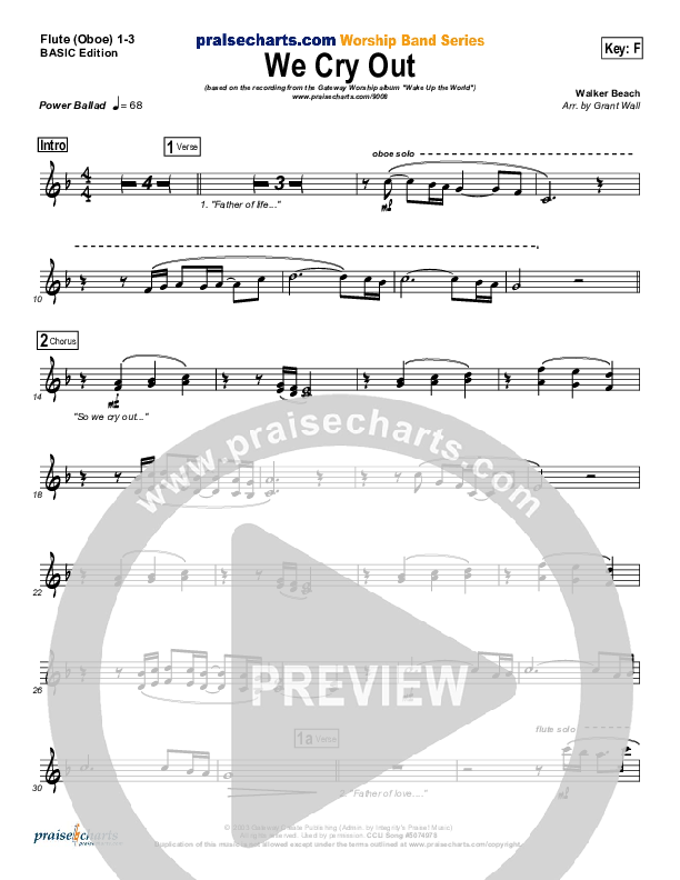We Cry Out Flute/Oboe 1/2/3 (Gateway Worship)