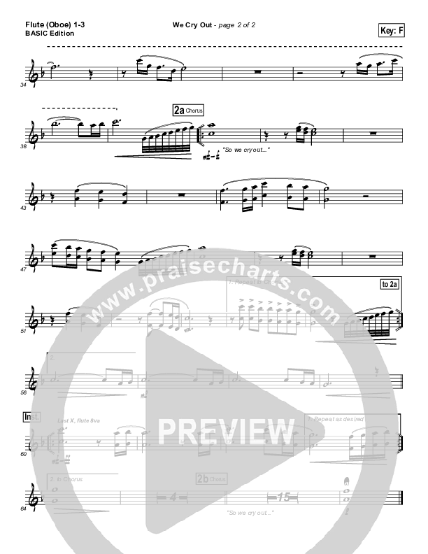 We Cry Out Flute/Oboe 1/2/3 (Gateway Worship)