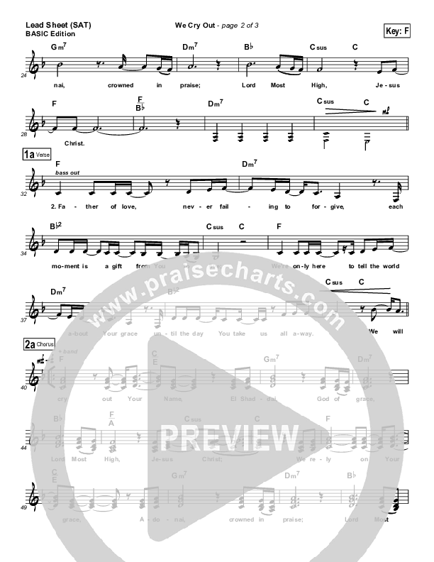 We Cry Out Lead Sheet (SAT) (Gateway Worship)