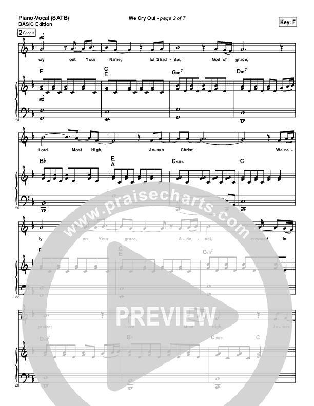 We Cry Out Piano/Vocal & Lead (Gateway Worship)