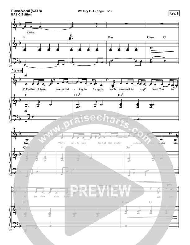 We Cry Out Piano/Vocal & Lead (Gateway Worship)