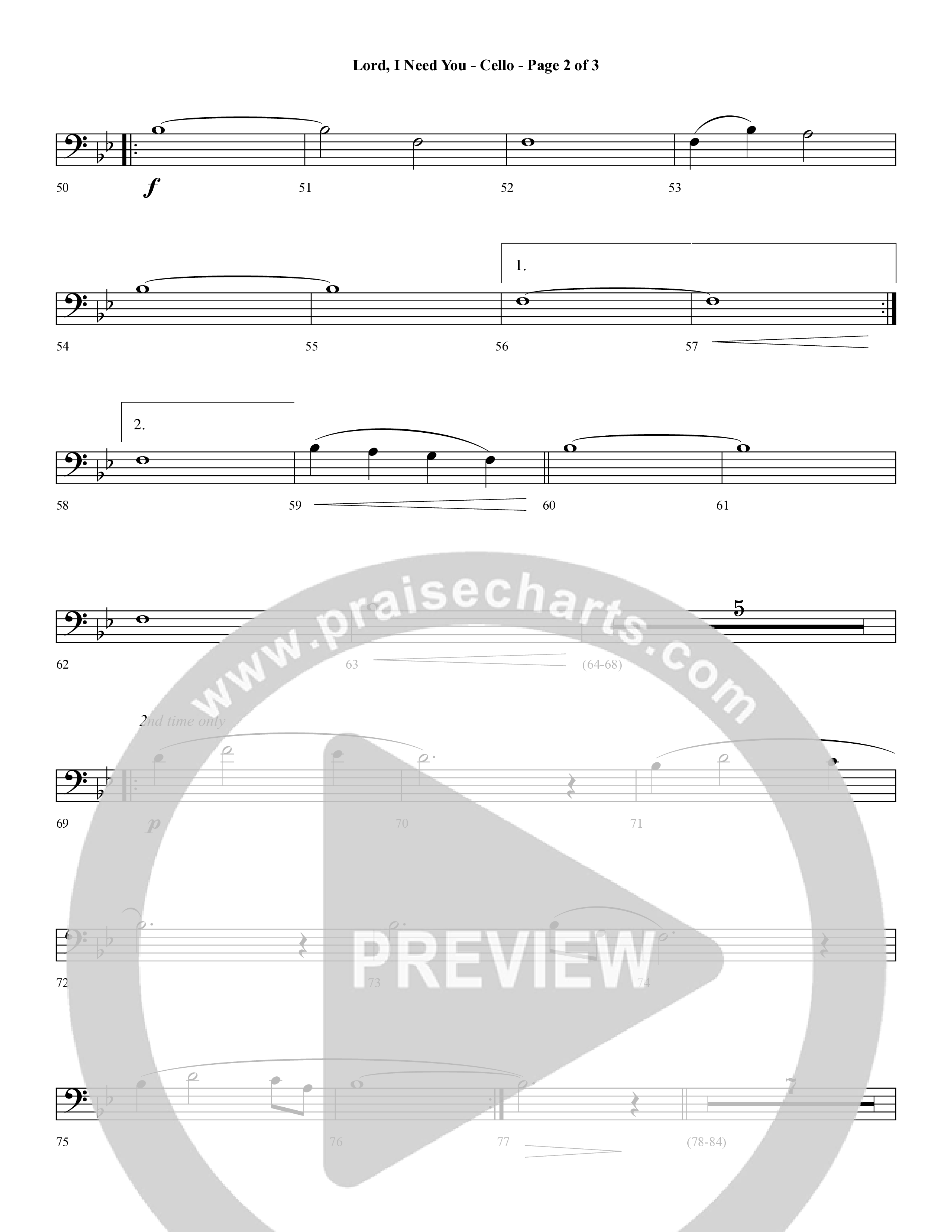Lord I Need You (Choral Anthem SATB) Cello (Word Music Choral / Arr. Cliff Duren)