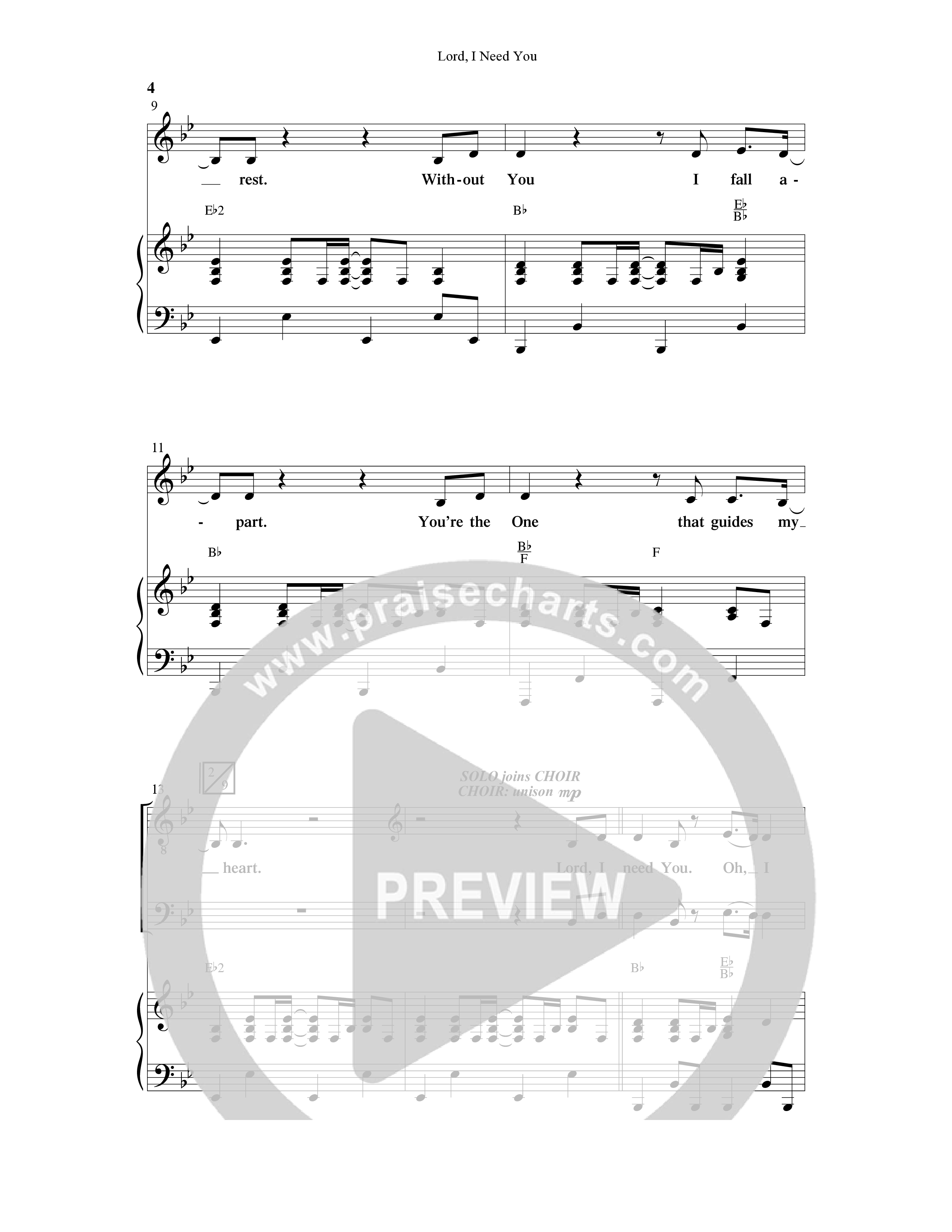 Lord I Need You (Choral Anthem SATB) Anthem (SATB/Piano) (Word Music Choral / Arr. Cliff Duren)