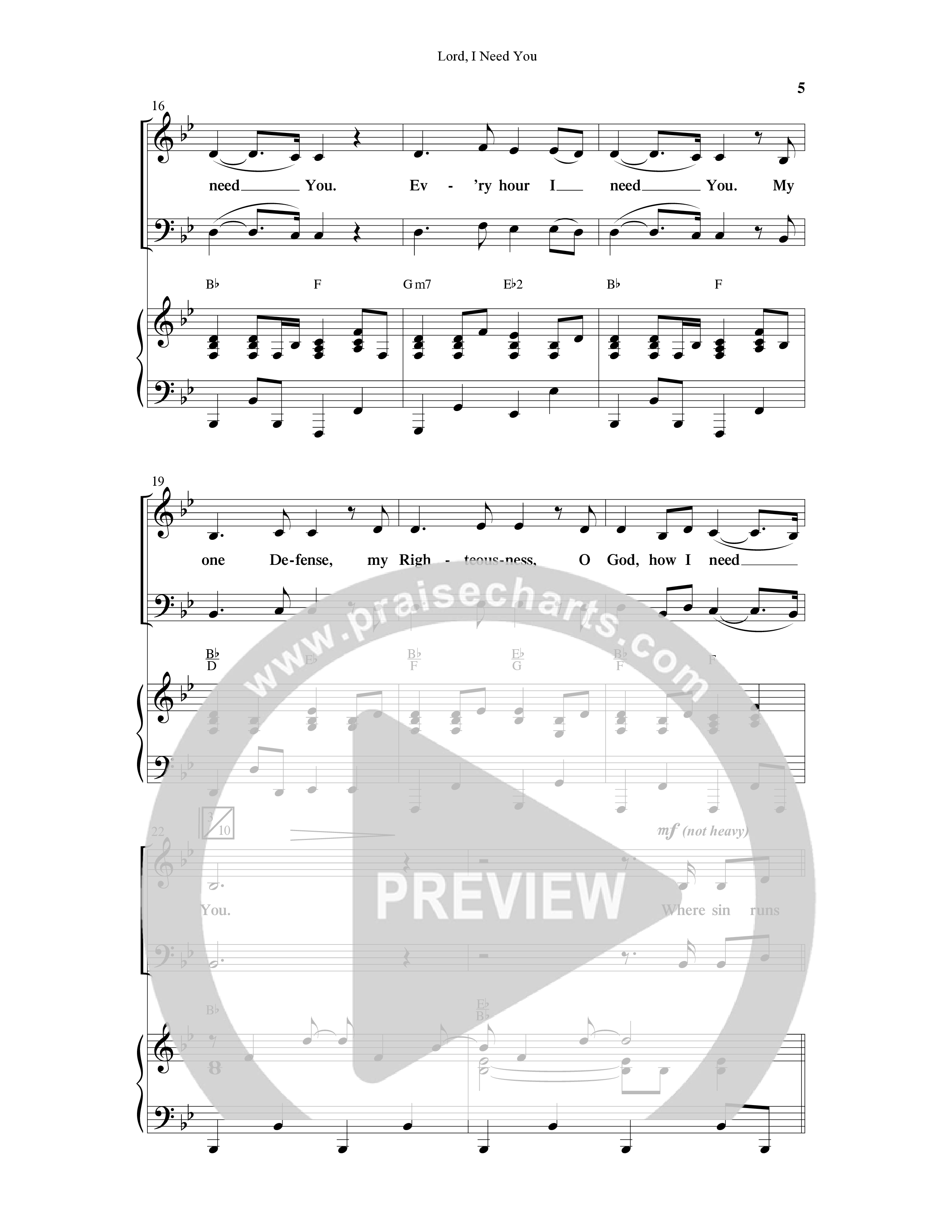Lord I Need You (Choral Anthem SATB) Anthem (SATB/Piano) (Word Music Choral / Arr. Cliff Duren)